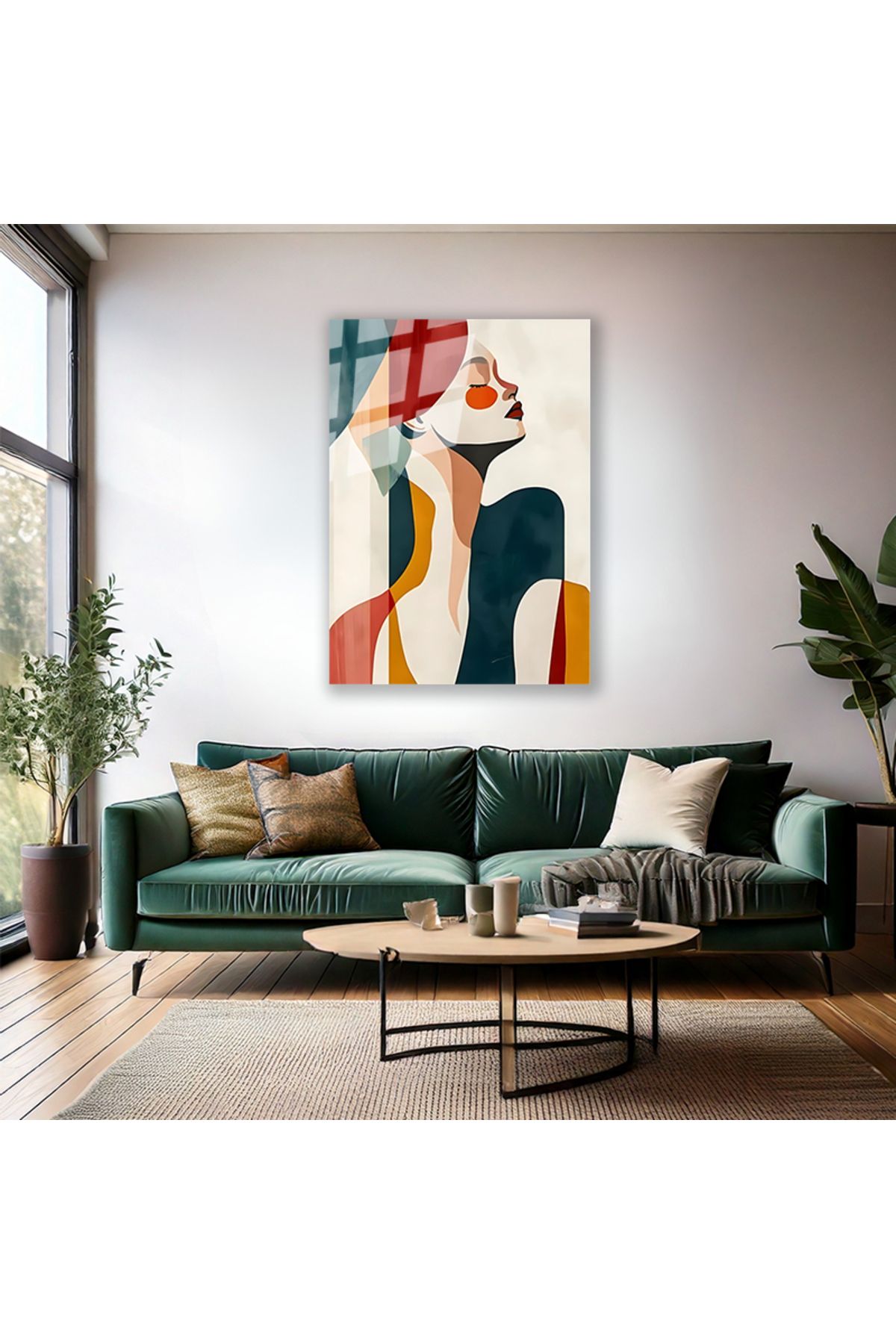 Artarilion Soyut Çizim Kadın Resmi Cam Tablo Duvar Tablosu Modern Ev Dekoru Cam Salon Tablosu