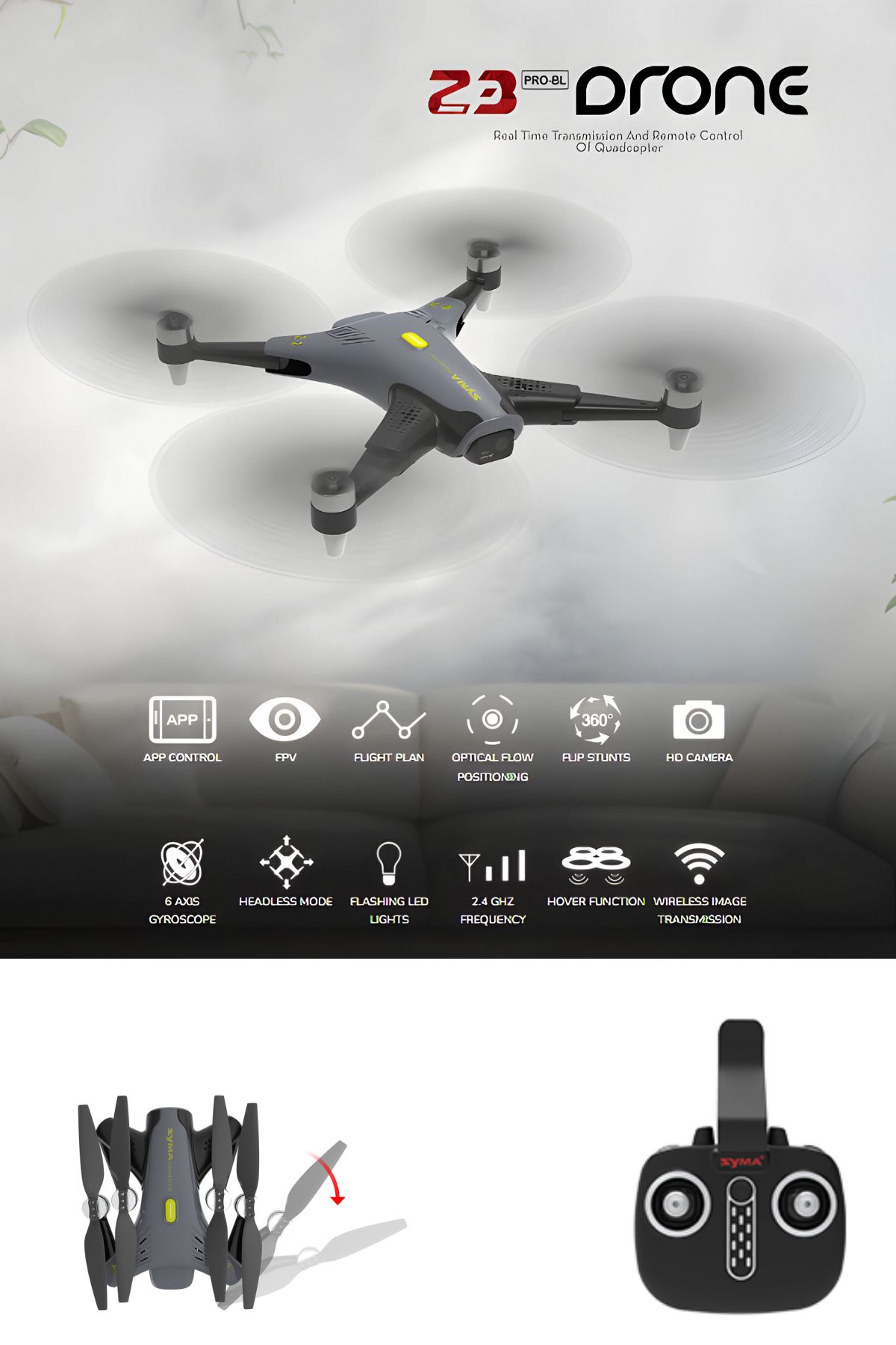 welcomein 720 P Kameralı Drone  20 Dk Uçuş Süreli 2.4 GHz Katlanabilir 1500 mAh Bataryalı Telefon Kontrollü