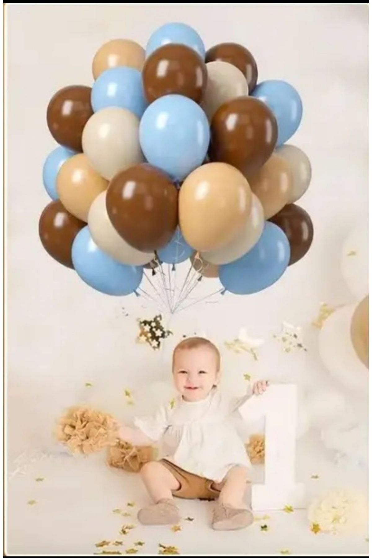 ATAKENT PARTİ BALON SETİ , DOĞUM GÜNÜ, PARTİ Makaron Mavi, Kum Beji , Ten, Kahverengi 12 ADET