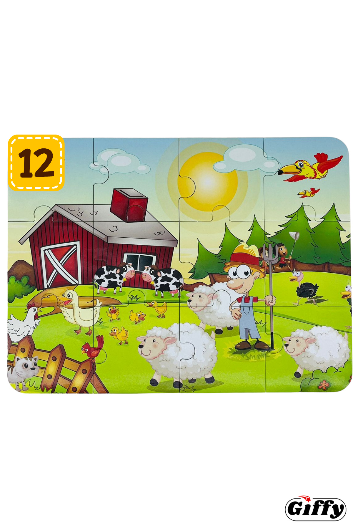 giffy Oyuncak 4'lü Süper Renkli Çiftlik Puzzle 4 Farklı Puzzle 8-12-16-24 Toplam 60 Parça Yap Boz Eğitici fotoğrafı 3 (önizleme)