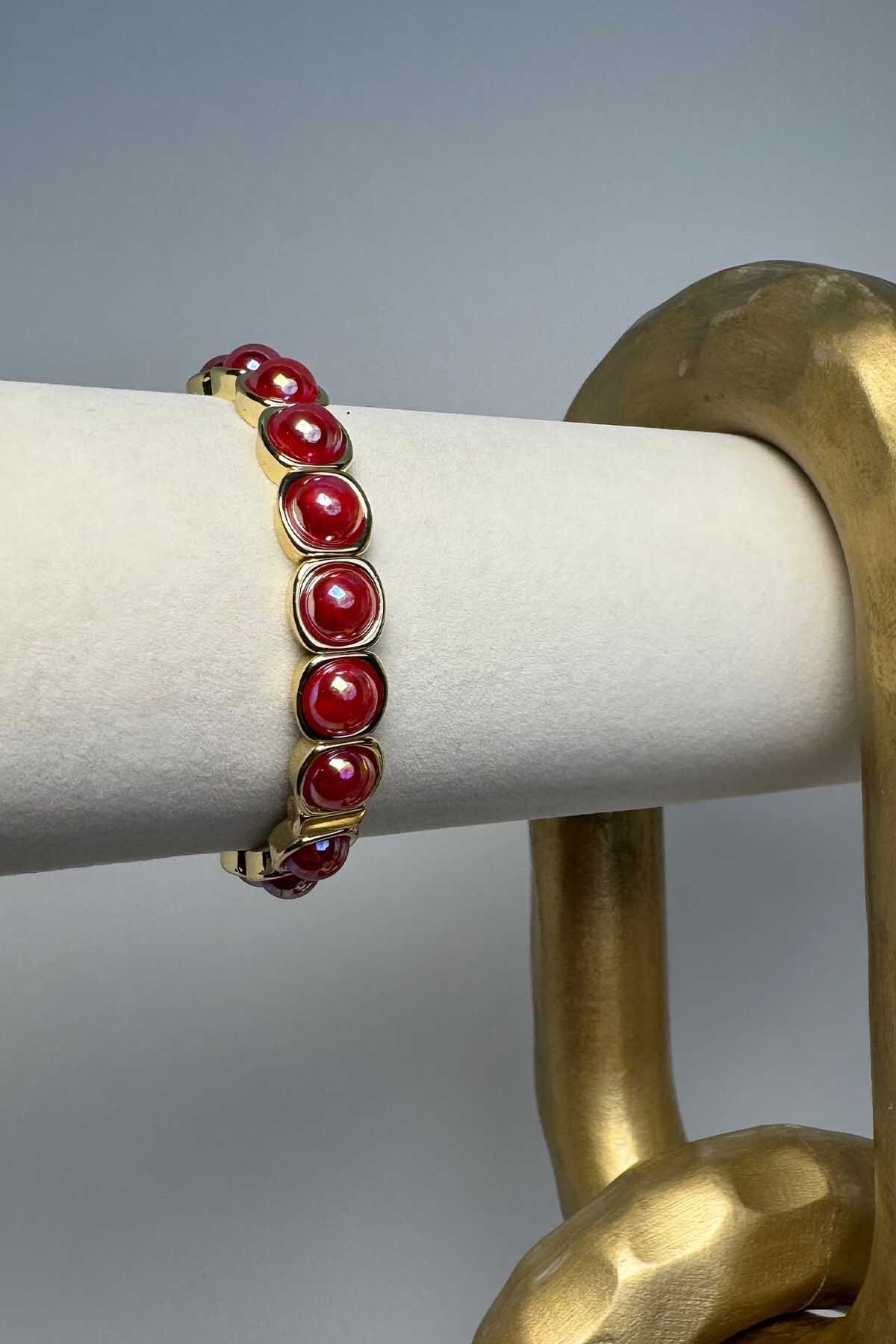 BYP Atelier Taşlı Esnek Bileklik Pembe