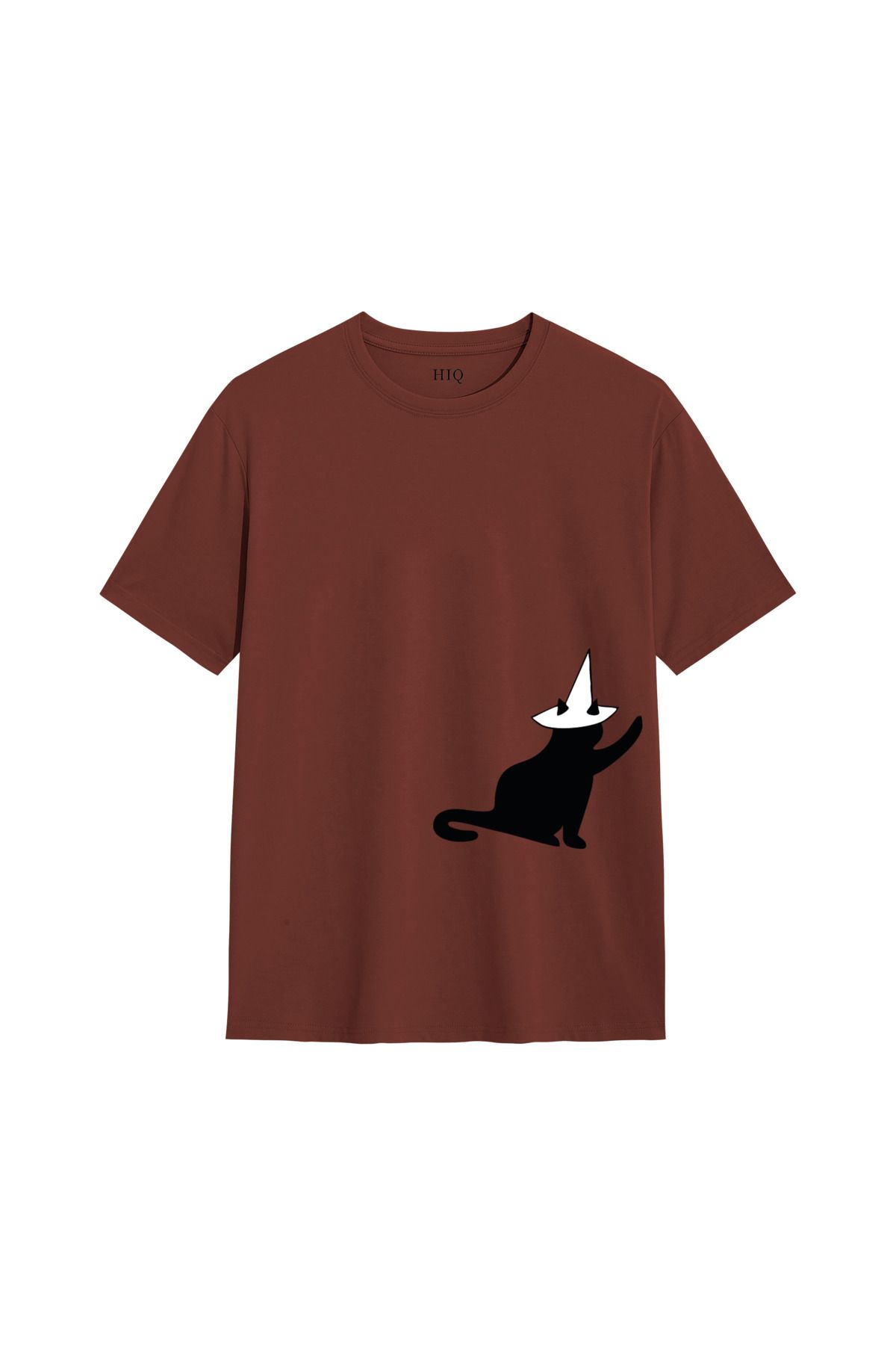 MODA COUPLE SİYAH KEDİ Baskılı Oversize Tshirt