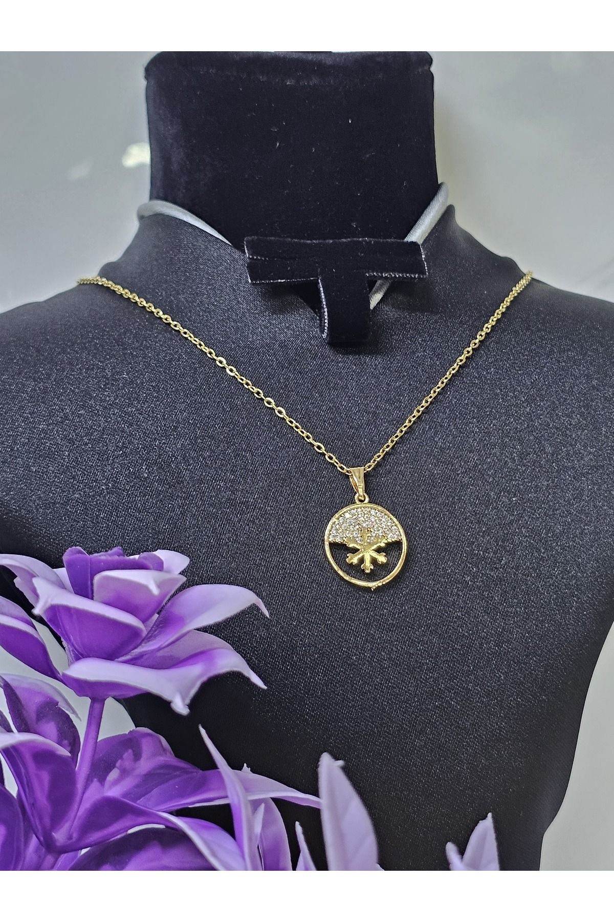 MODA Kar tanesi zirkon taşlı tasarım Çelik kolye