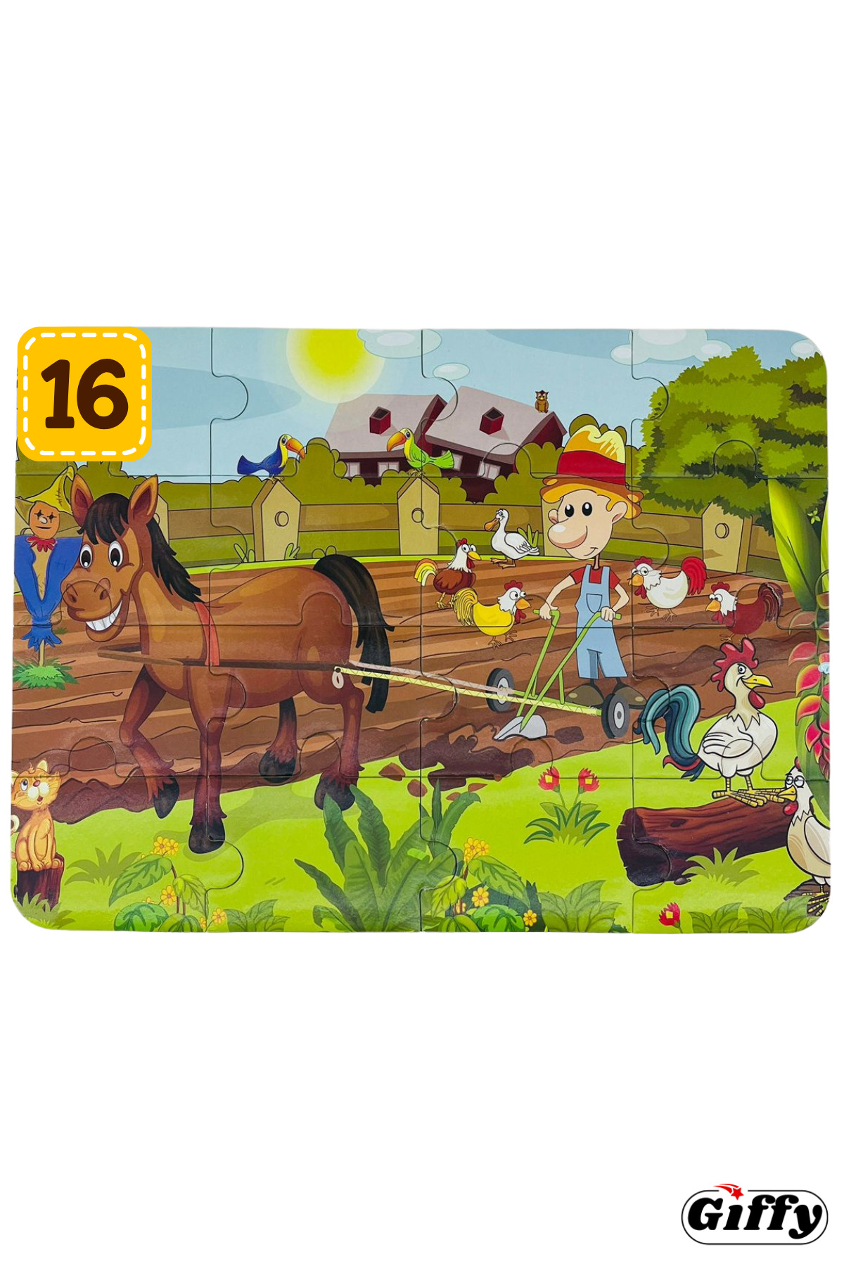 giffy Oyuncak 4'lü Süper Renkli Çiftlik Puzzle 4 Farklı Puzzle 8-12-16-24 Toplam 60 Parça Yap Boz Eğitici fotoğrafı 4 (önizleme)