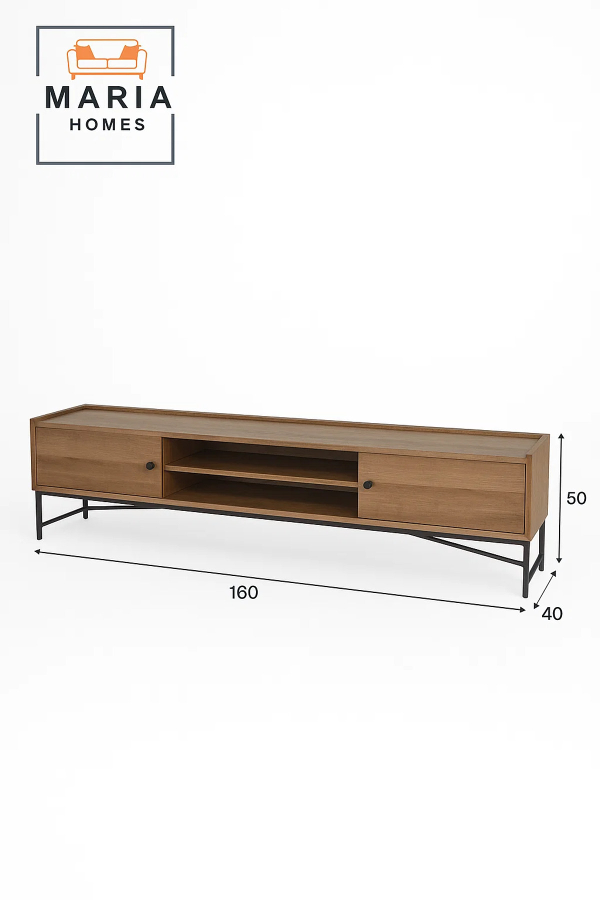 حامل تلفزيون بني على الطراز الصناعي مع قاعدة معدني...