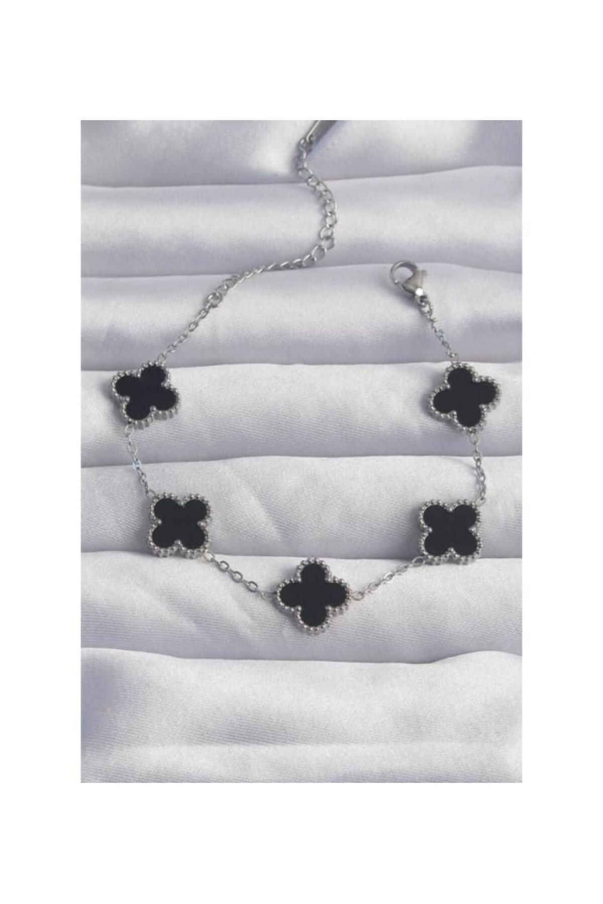 TASARIM13 Stainless Steel Gümüş Rengi Çelik Yonca Bileklik