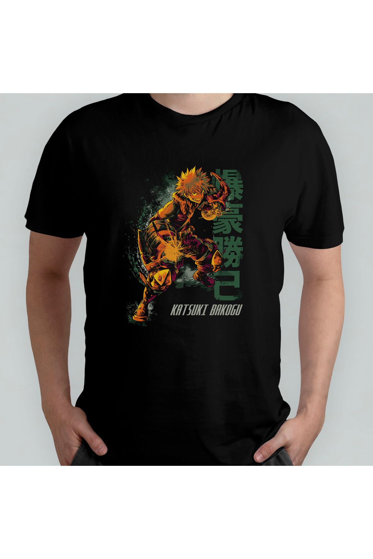 Pixxa My Hero Academia Katsuki Bakugo Unisex %100 Pamuklu Bisiklet Yaka T-Shirt Model 1