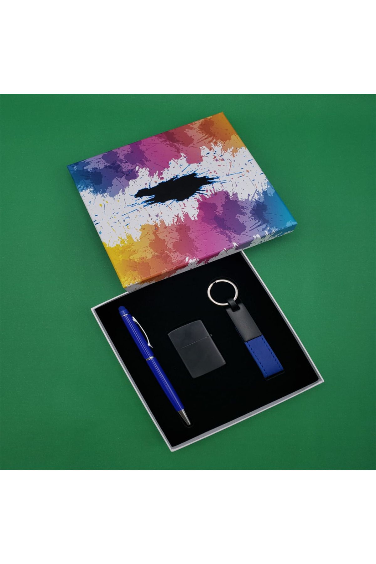 Store Mavi Renkli Kalem Çakmak ve Anahtarlık Set