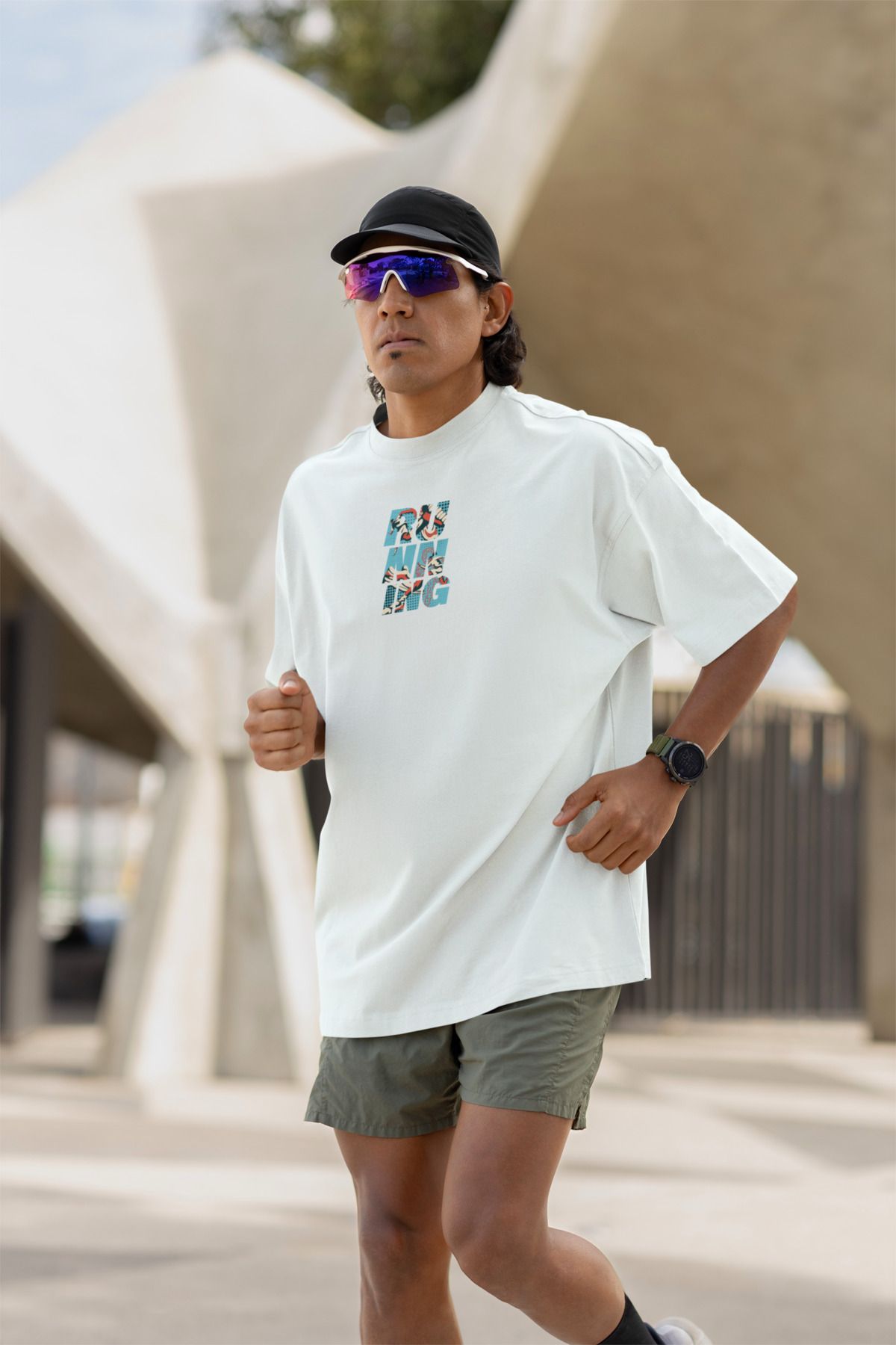 2XB Running Typography Baskılı Unisex Oversize T-Shirt