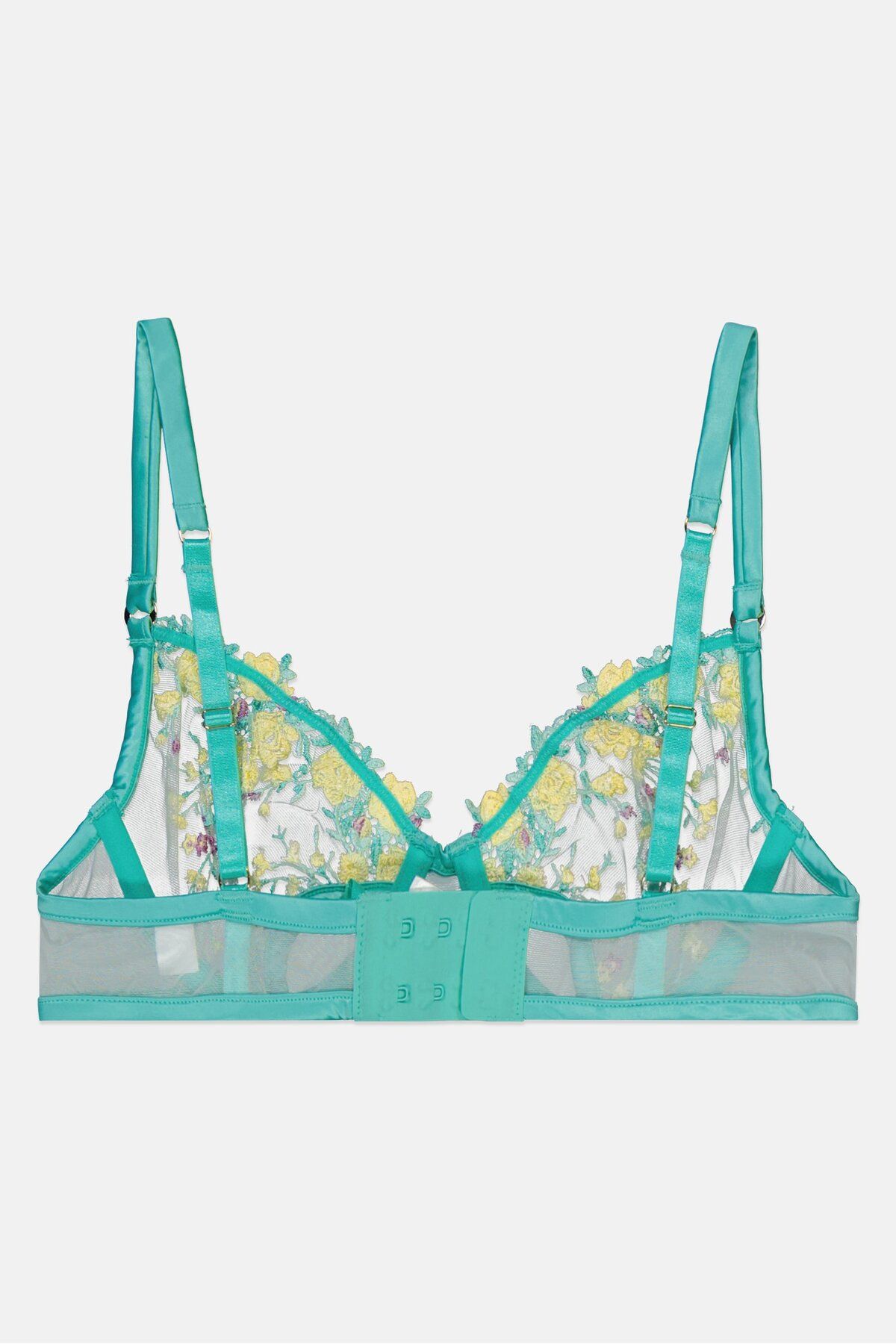 Guess-Women Embroidered Non-Padded Wireless Bra, Turquoise Combo 2