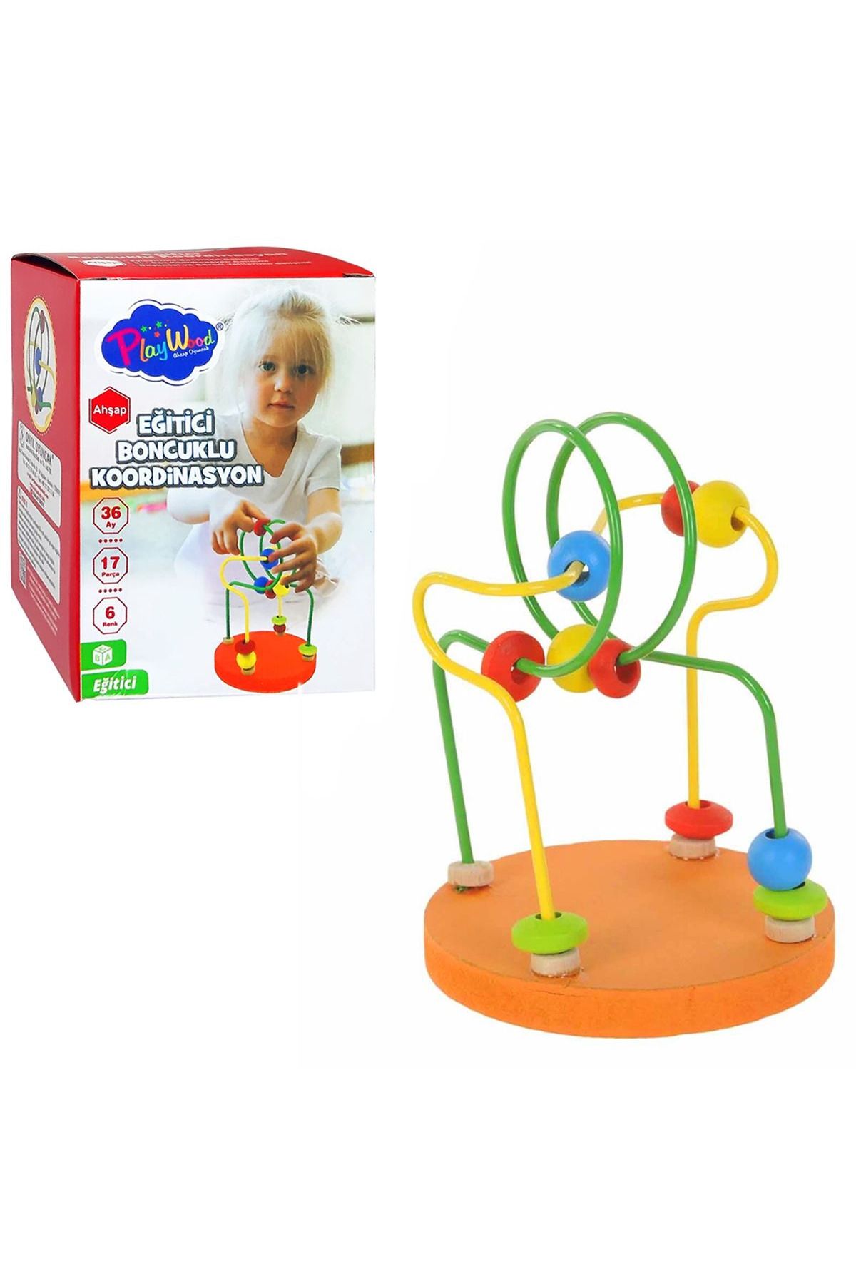 Play Wood AHŞAP EĞİTİCİ BONCUKLU KOORDİNASYON 17 PARÇA 36M+