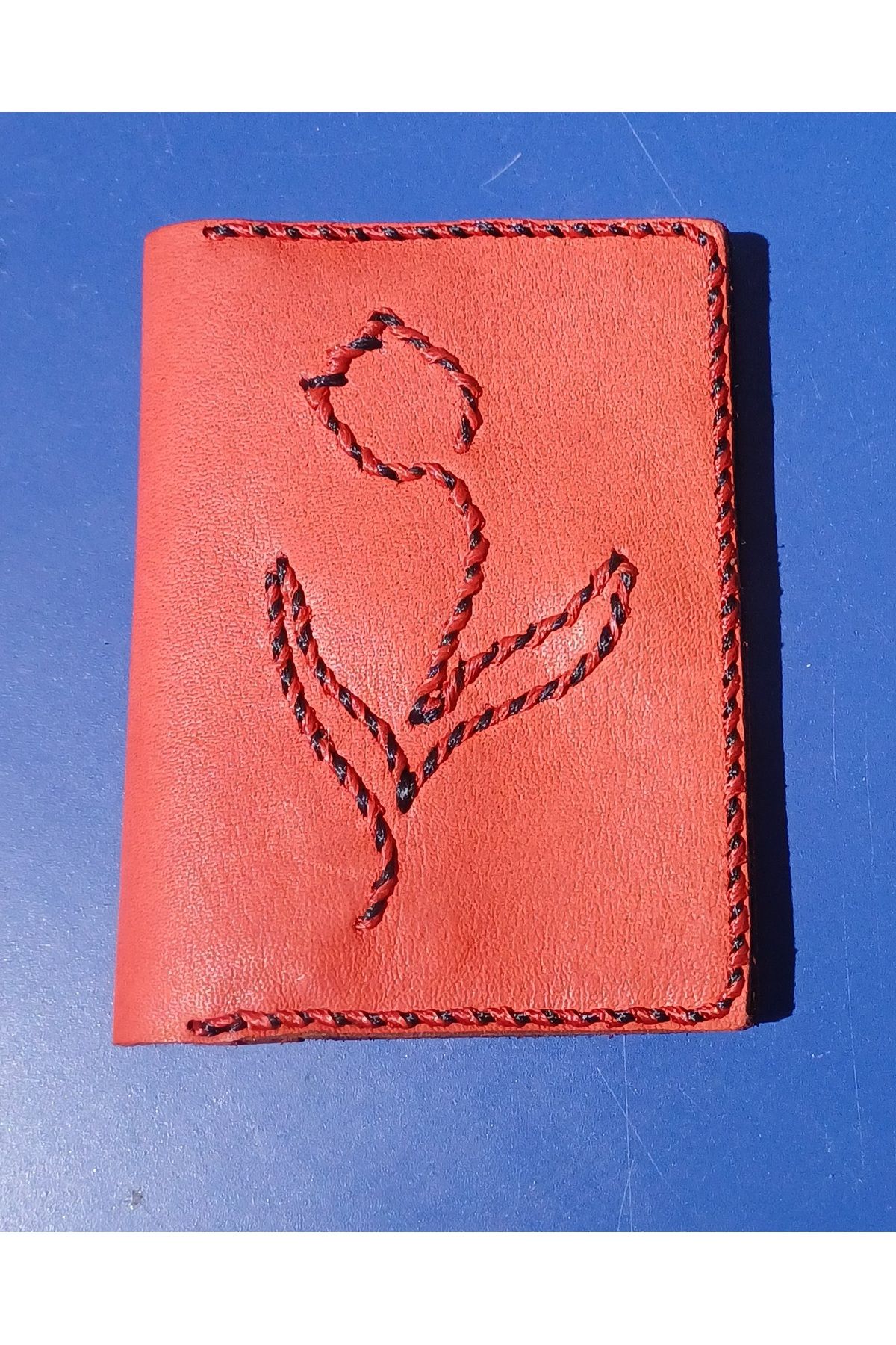 Durush Collection Tasarım Gerçek Deri Kırmızı İşlemeli Kartlık