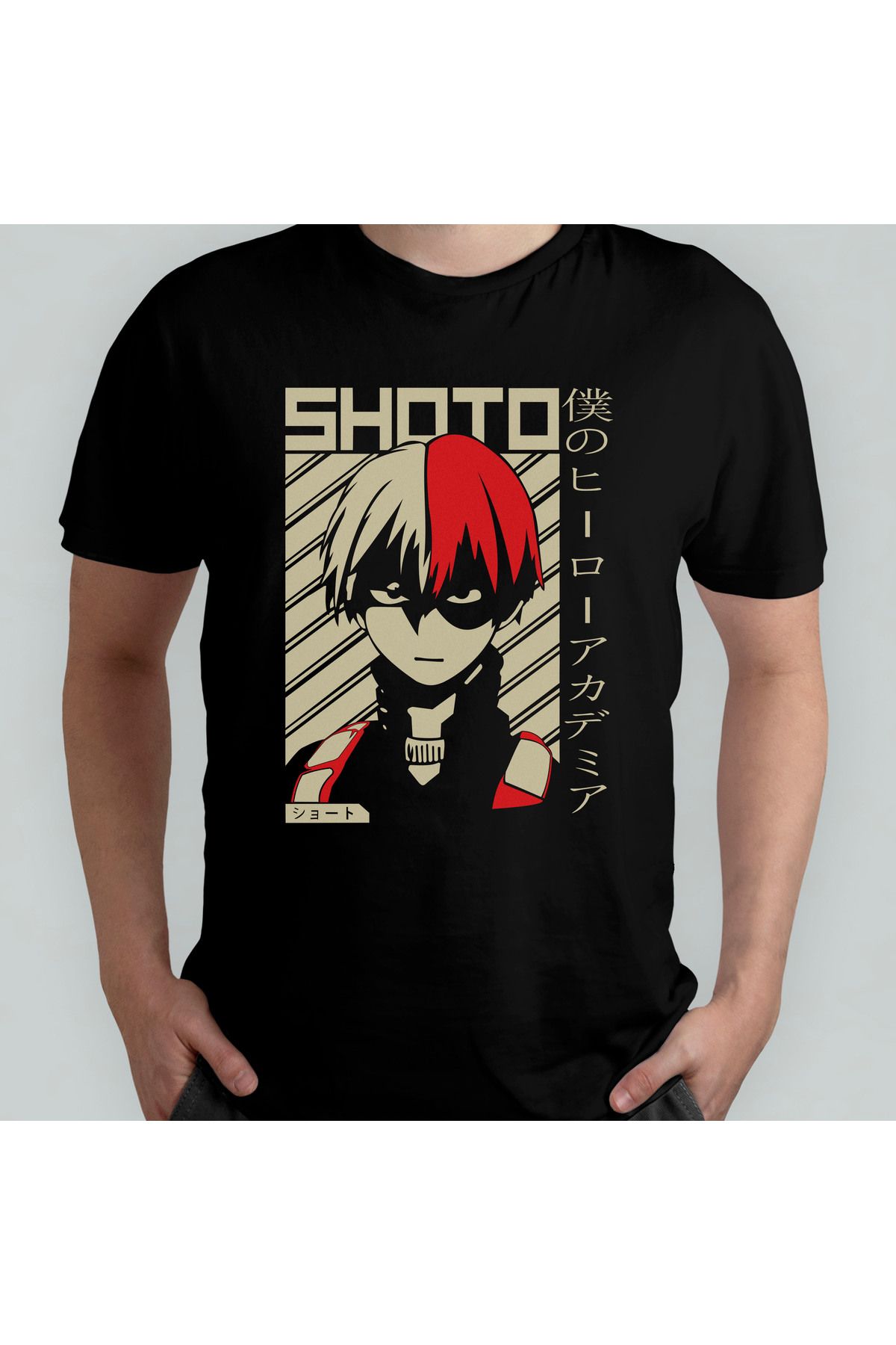 Pixxa My Hero Academia Shoto Todoroki Unisex %100 Pamuklu Bisiklet Yaka T-Shirt Model 4