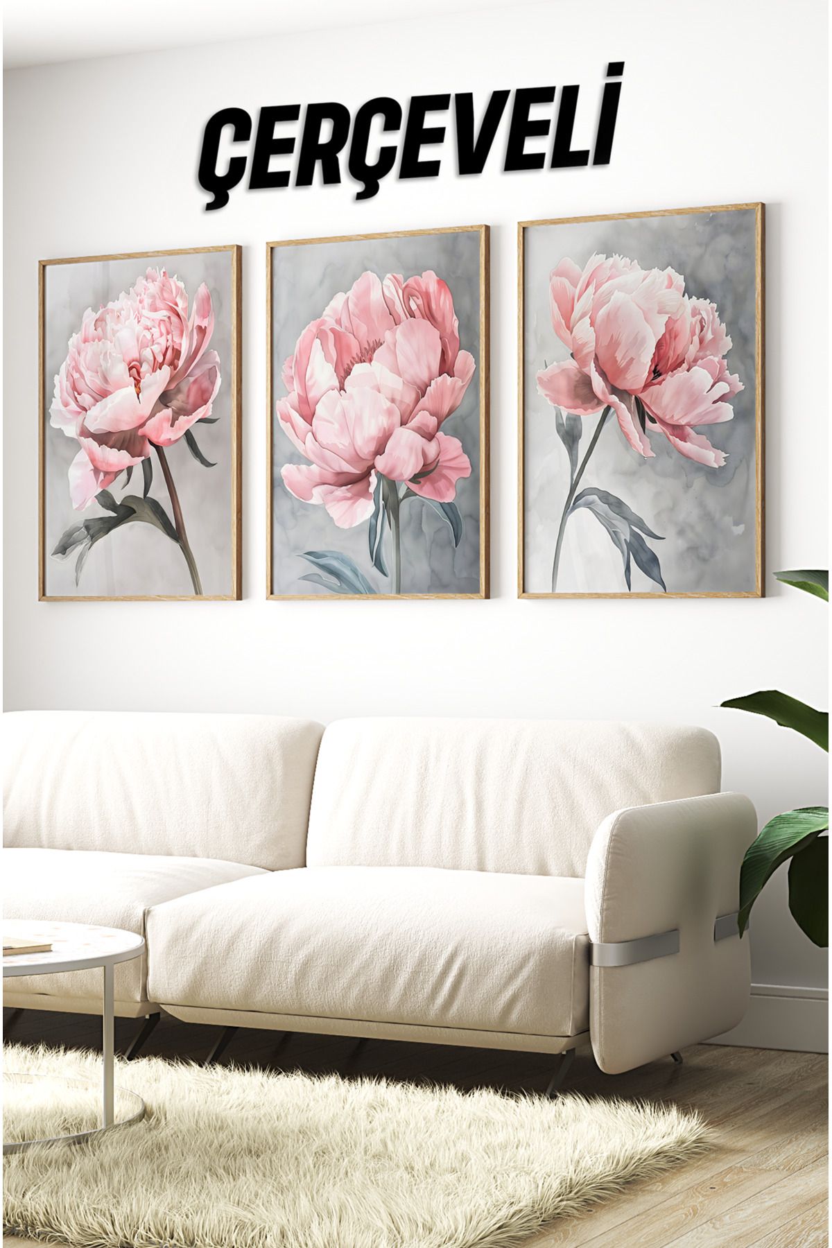 kutuTR Ahşap Çerçeveli Mdf Tablo Seti Salon Ve Oturma Odası Için Çt3098