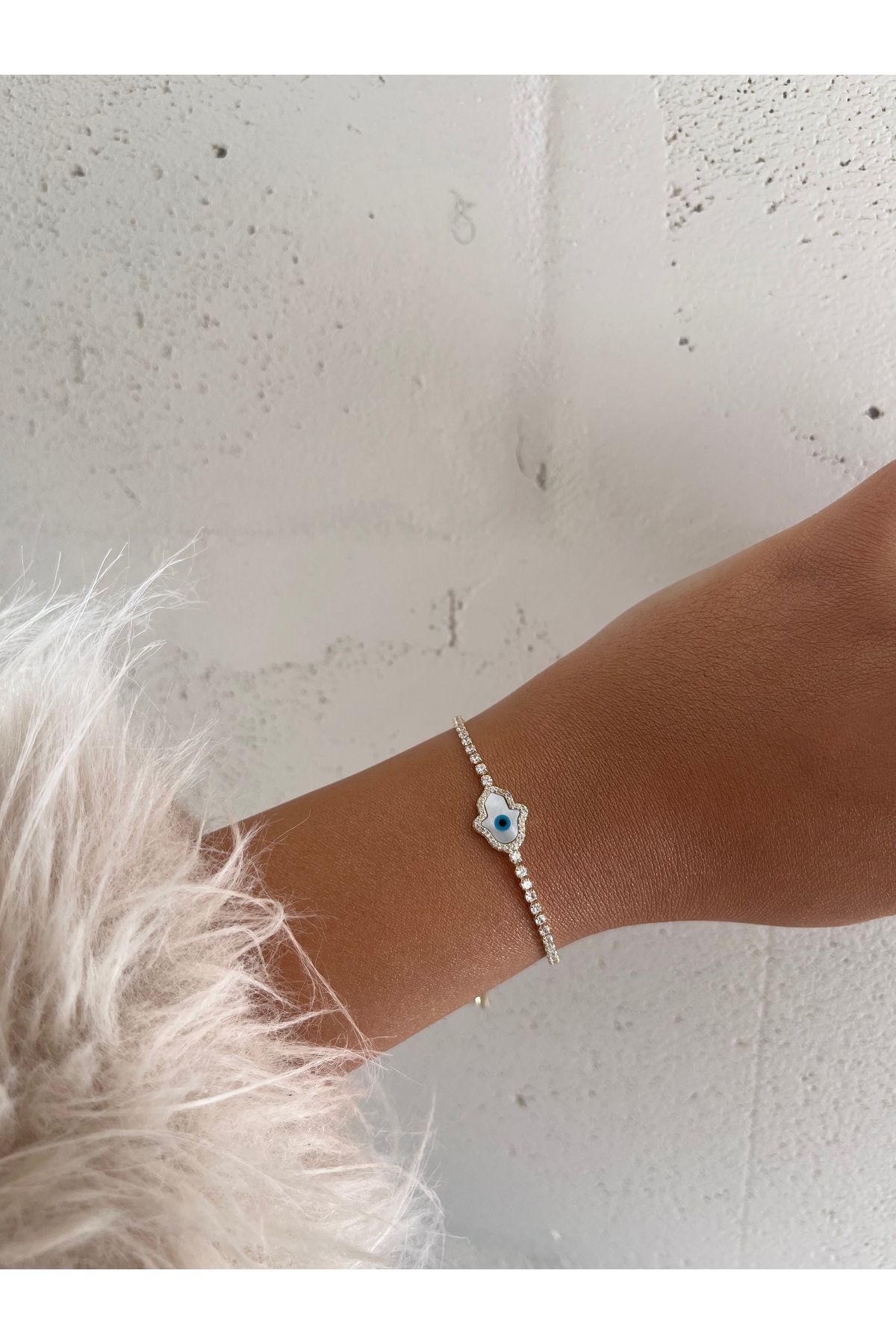 FASHİON JEWELRY Fatma Ana Modeli Gold Zirkon Taşlı Asansör Bileklik