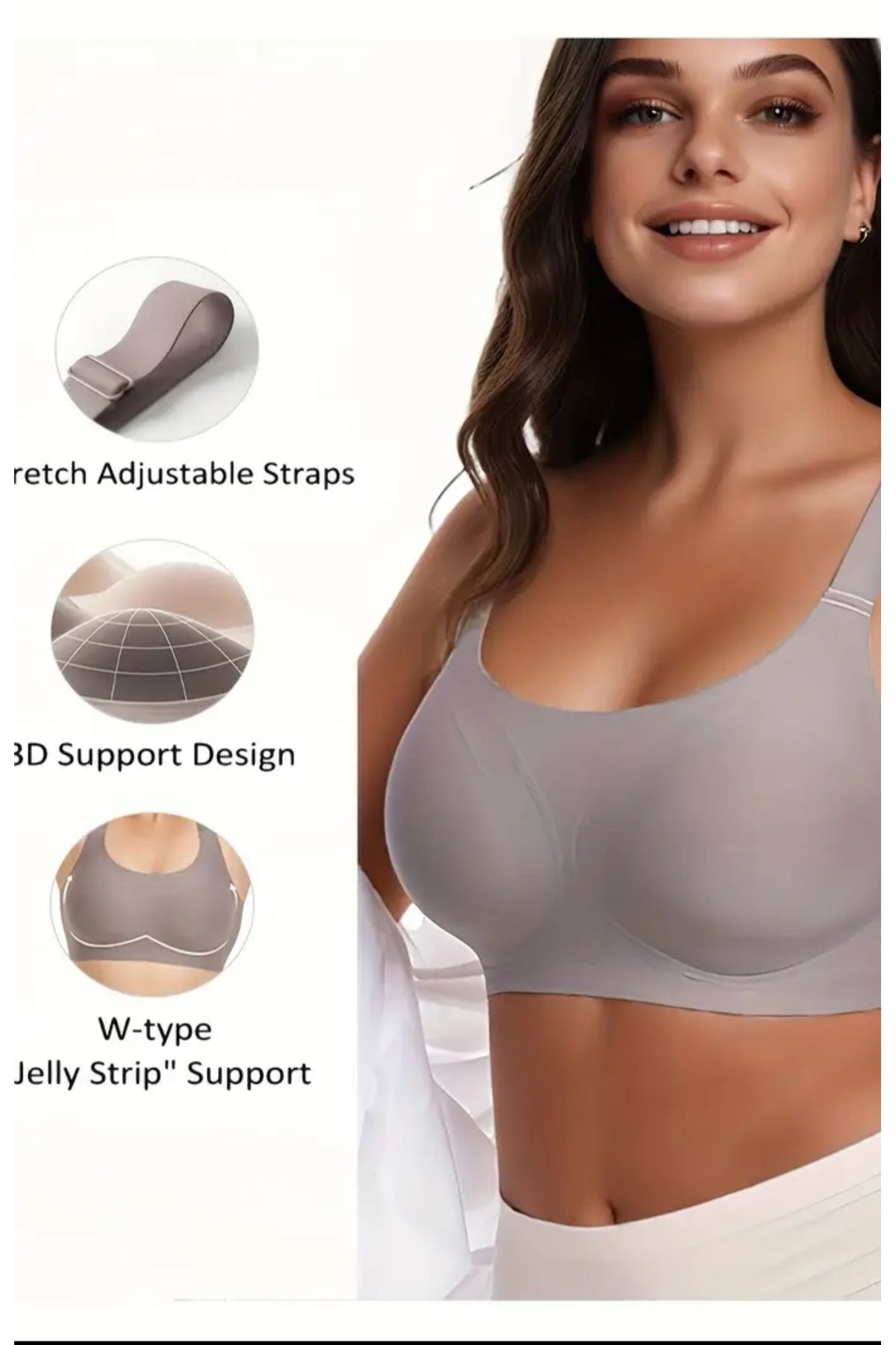 ARONA Dikişsiz ve Kablosuz Bralette Sütyen Sarkma Önleme Toparlayıcı Spor Sütyeni