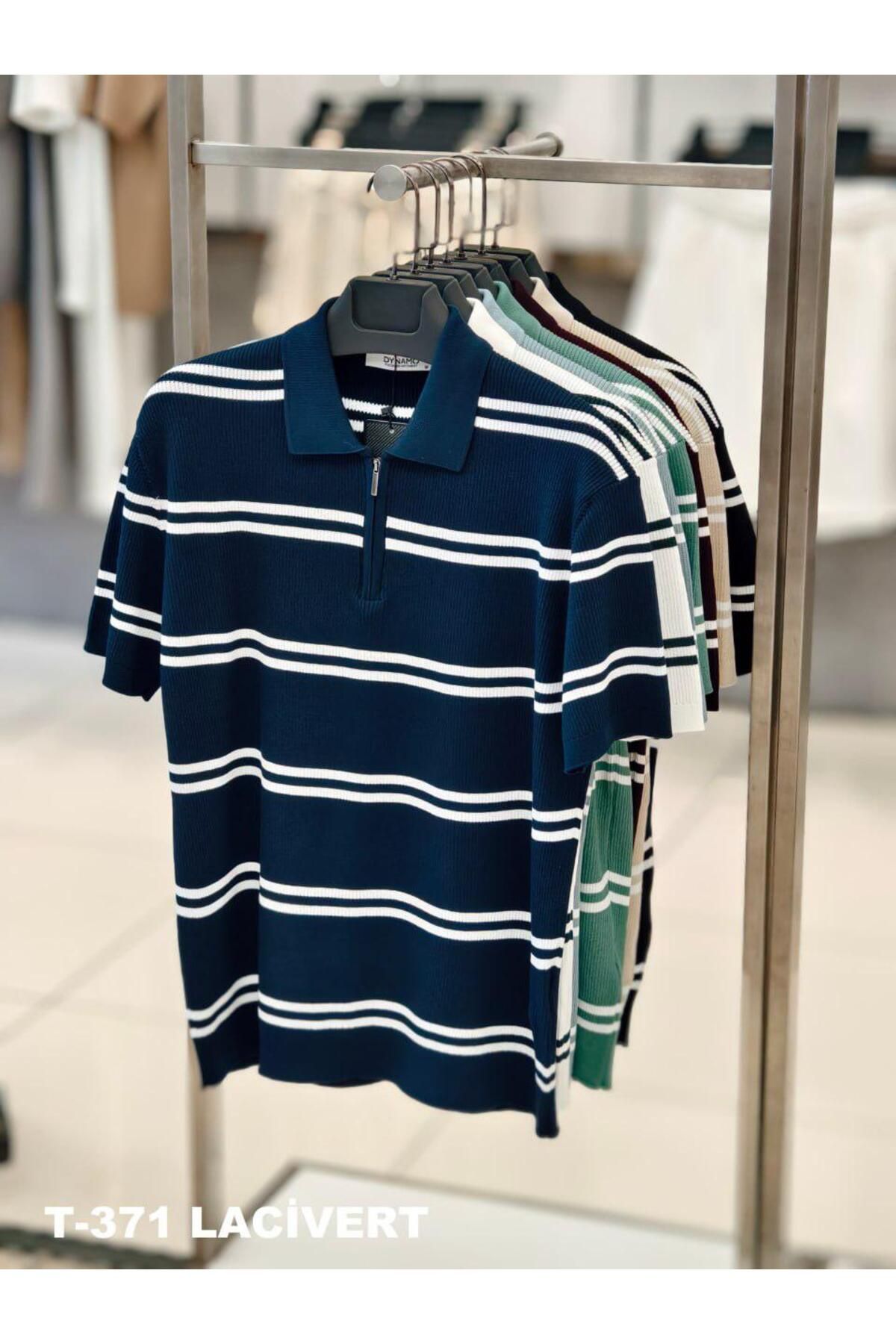 DYNAMO Polo Yaka, Örgü, Pamuklu Tişört (Lacivert)