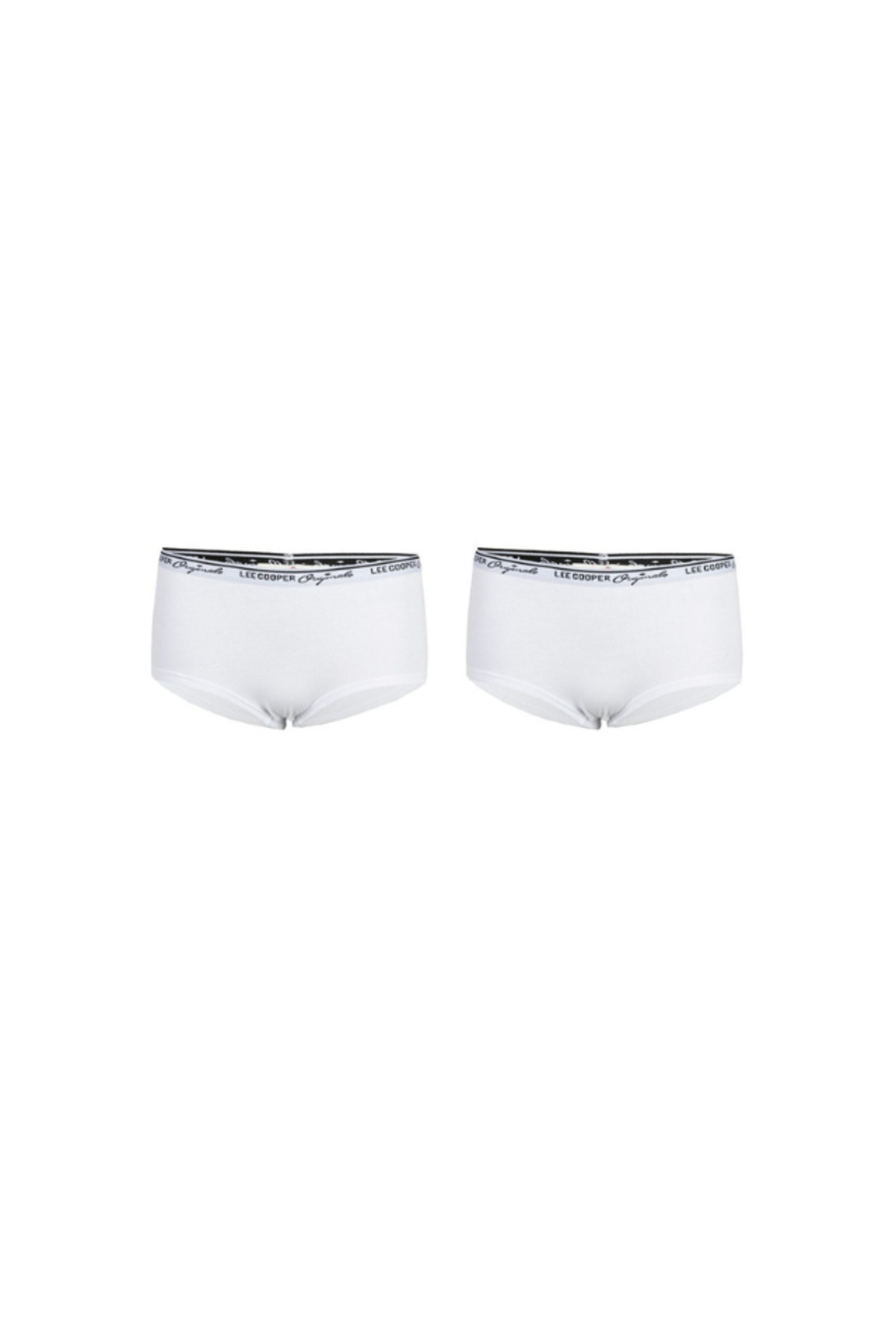 Lee Cooper-Set 2 perechi chiloti hipster cu banda logo in talie, alb, marimea XL, Lee Cooper Originals 1