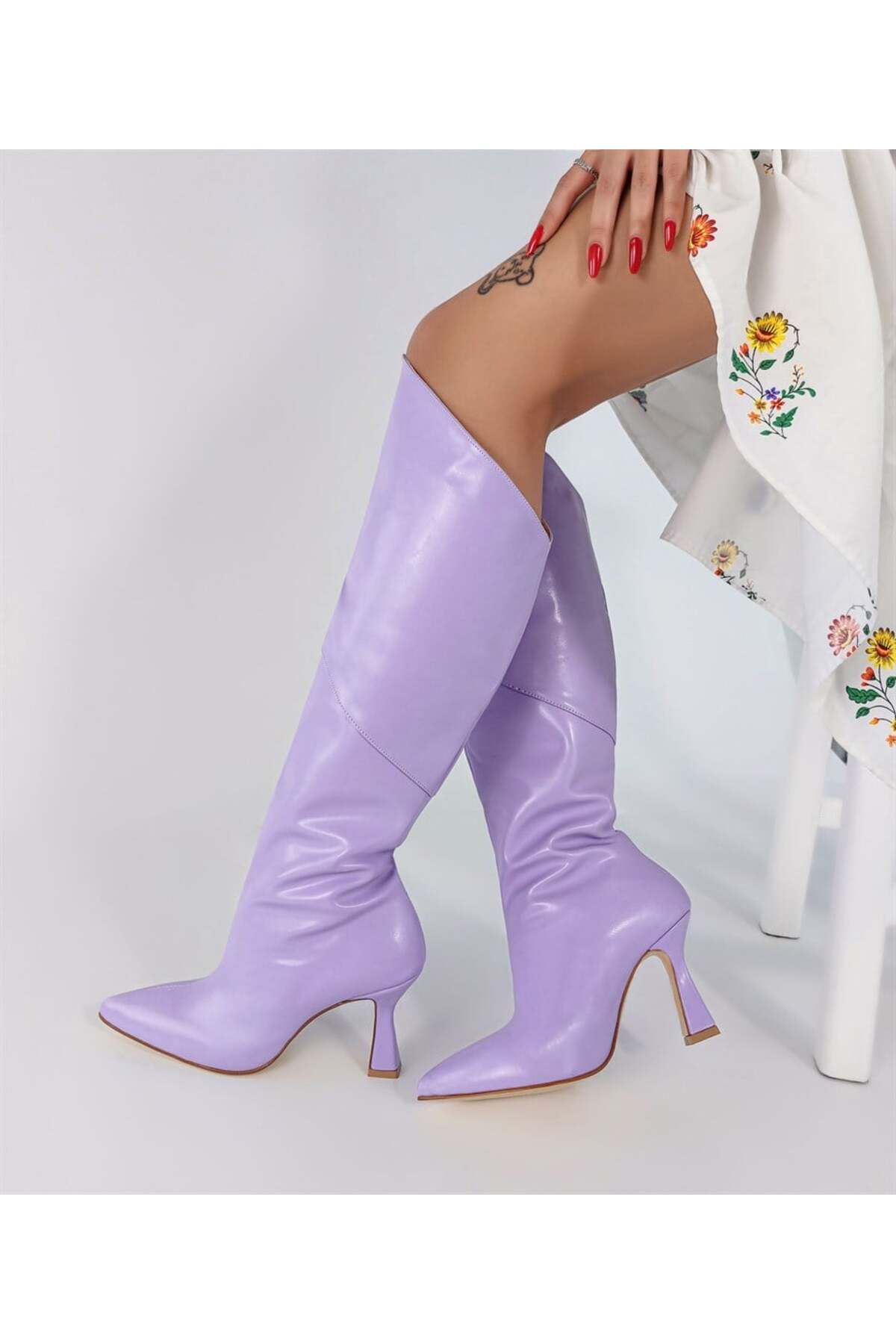 Sibel Shoes Justin Lila Mat Deri Çizme
