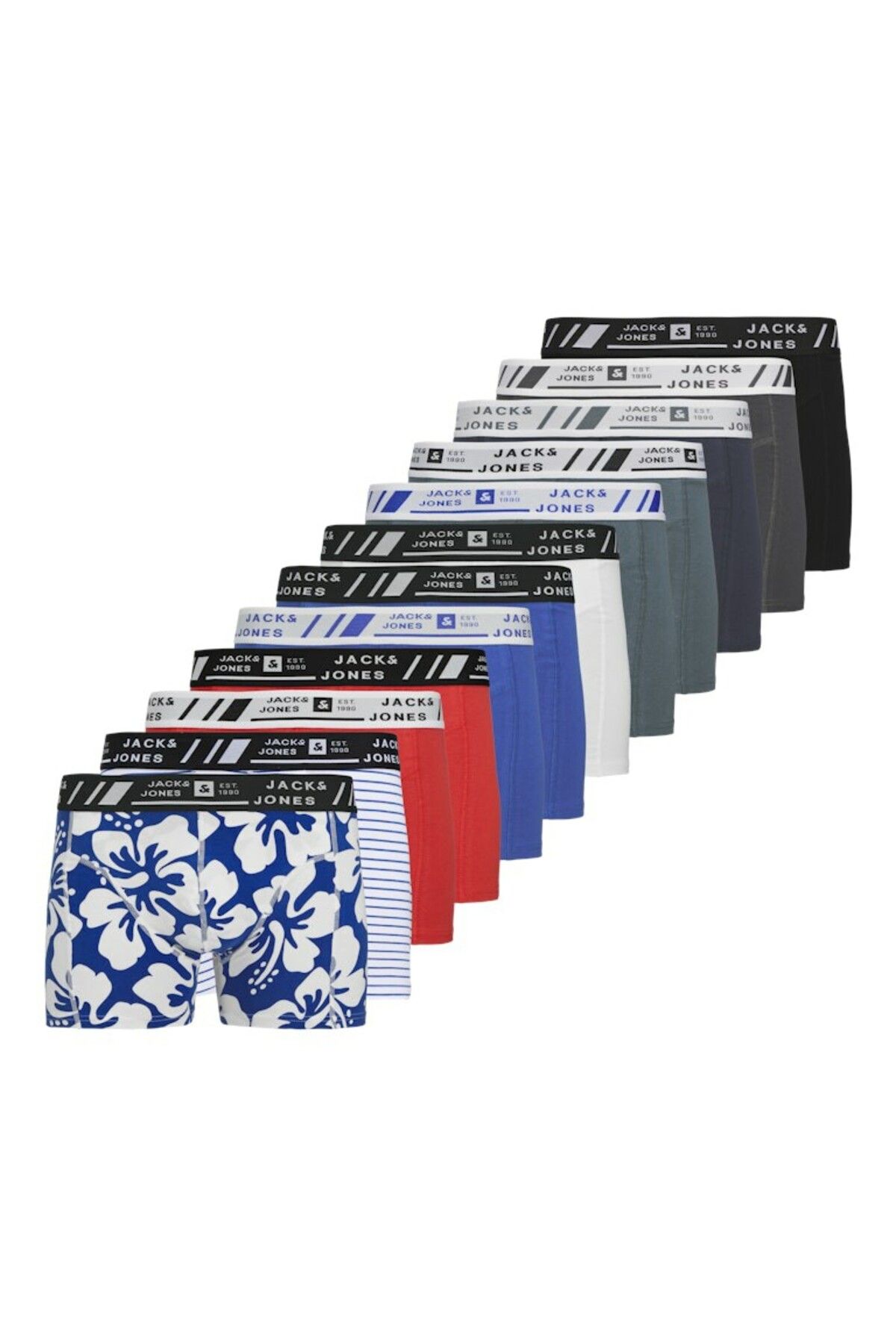 Jack & Jones Erkek Mavi Jachawaii Style Trunks 12 Pack Ln Boxer 12277826-Beaucoupb