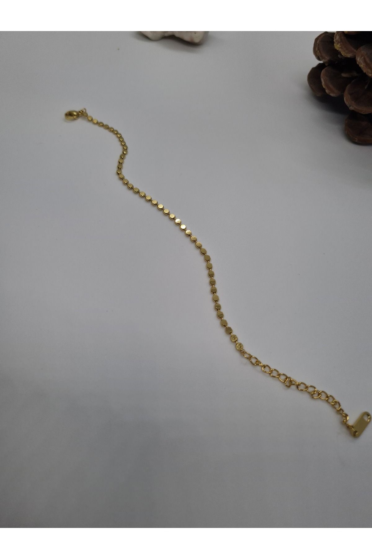 ZEYM Gold Renk Disk Zincir Çelik Kadın Bileklik – Antialerjik