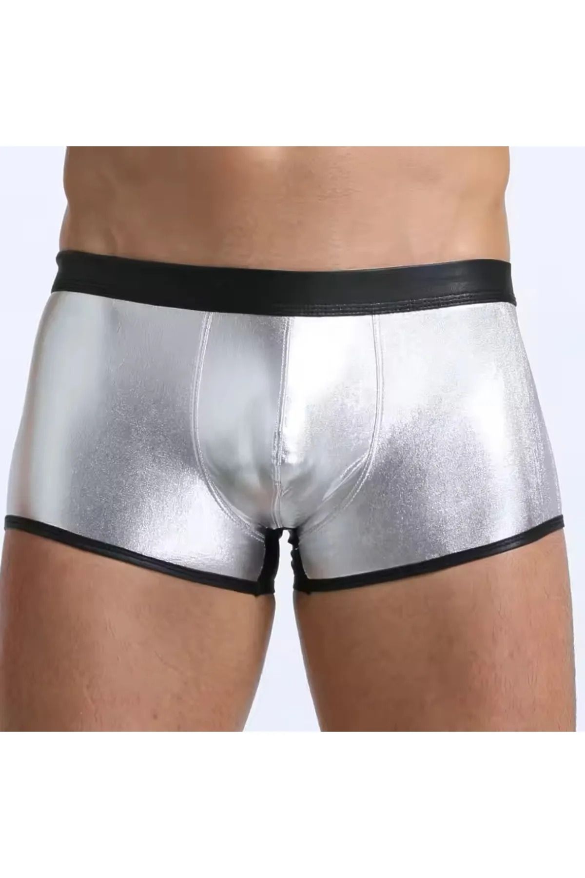 FantaziAtölyesi Deri Görünümlü Gümüş Erkek Boxer BC4607