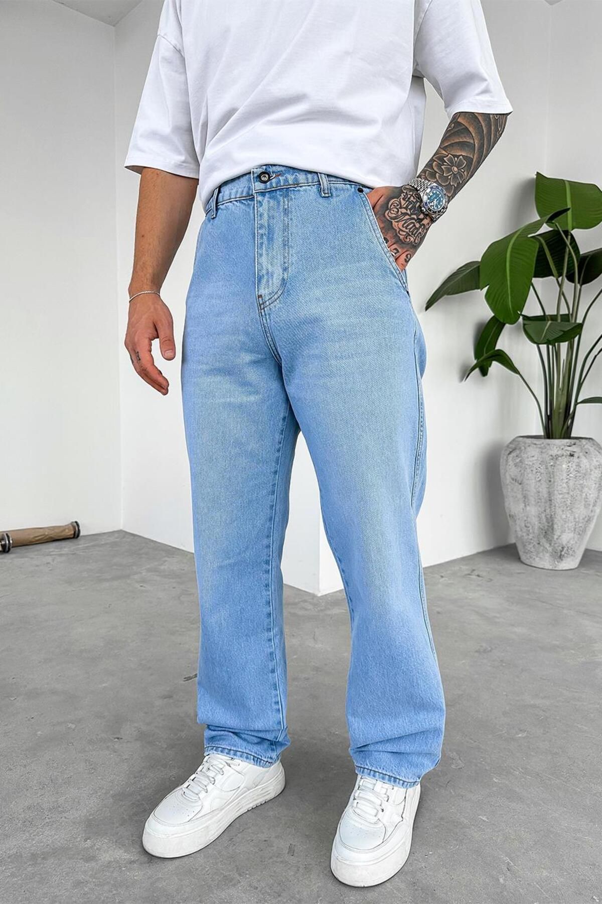 HAFKAGİYİM Açık Mavi Yan Cepli Basic Baggy Pantolon
