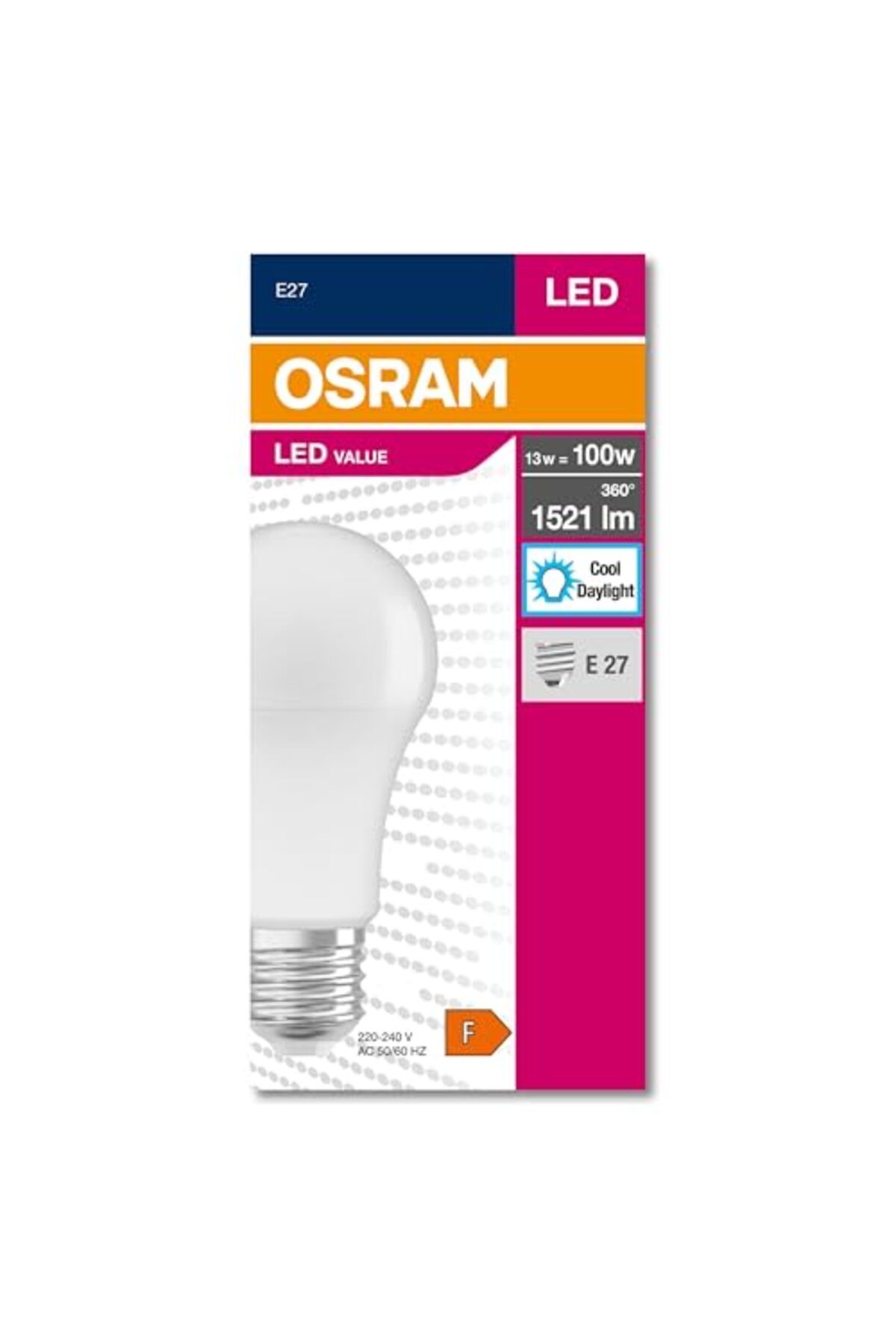 ShopZum 4052899971042 Led Cla 100 13 W 1521 Lümen 6500 Kelvin Beyaz Işık E27 Duy Ampul, 12X6X6 Cm