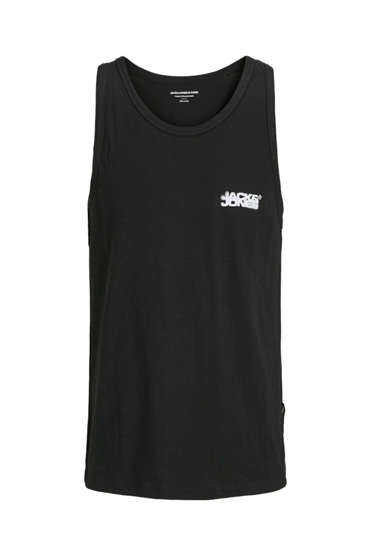 Jack & Jones Erkek Siyah Jcosago Small Logo Slub Tank Top Atlet 12276727-Black