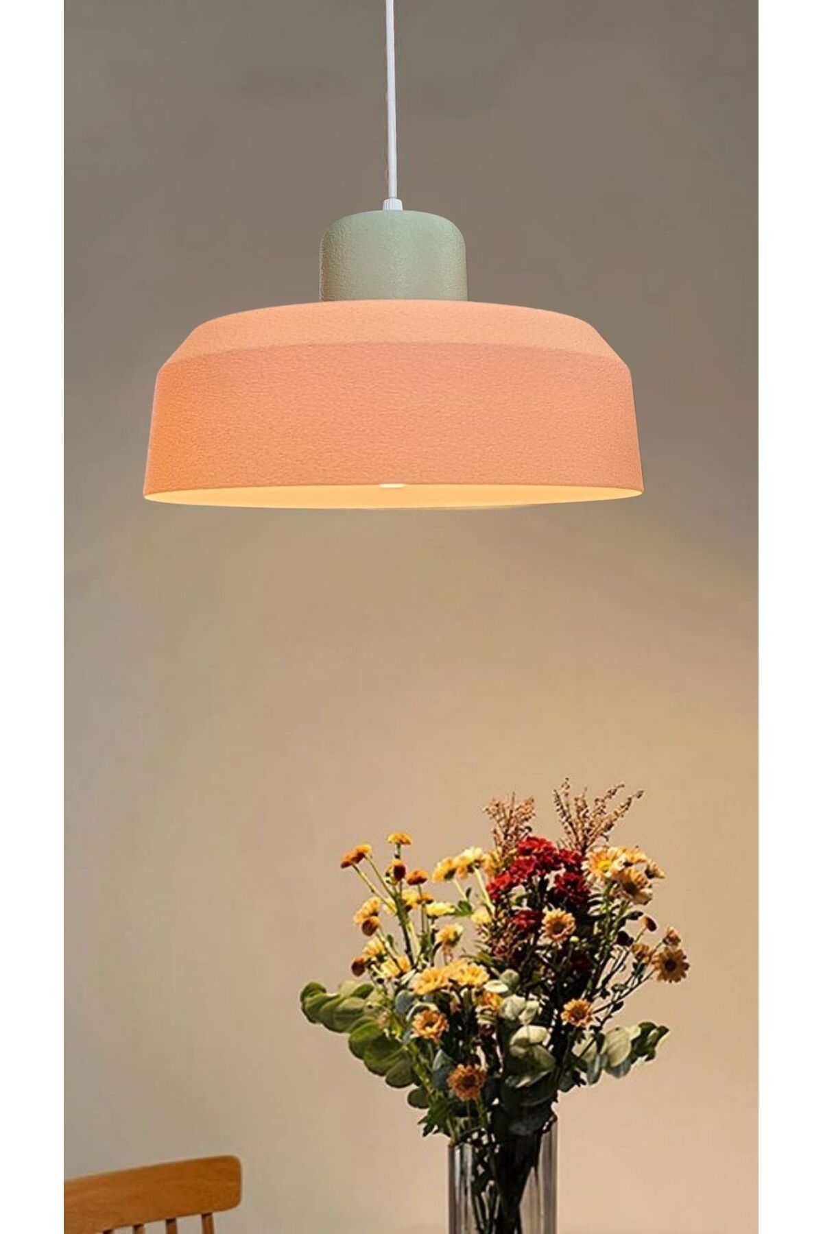 decory Dina Mint Başlık Somon Renk Gövde Özel Tasarım Tekli Sarkıt Avize (PLASTİK) E27