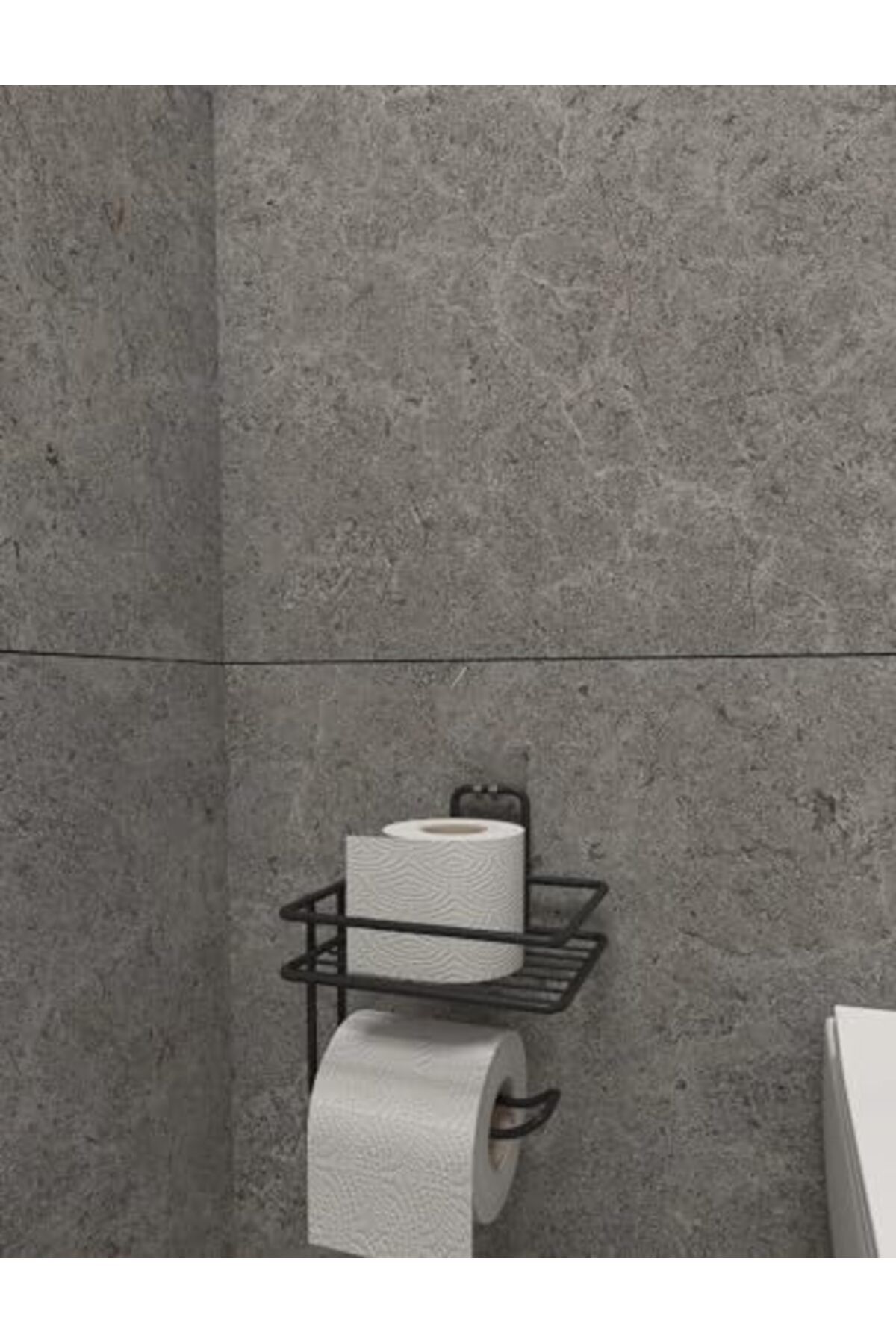 ShopZum Alper Banyo Yapışkanlı Tuvalet Kağıtlığı Tutacağı Askısı Mat Siyah Metal Tuvalet Kağıtlık Tuvalet K