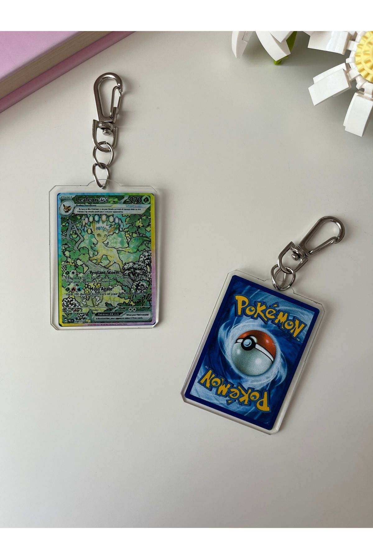 Hara Company Pokemon TCG LeafeonEX Pokemon Kartı Anahtarlık / Çanta Süsü