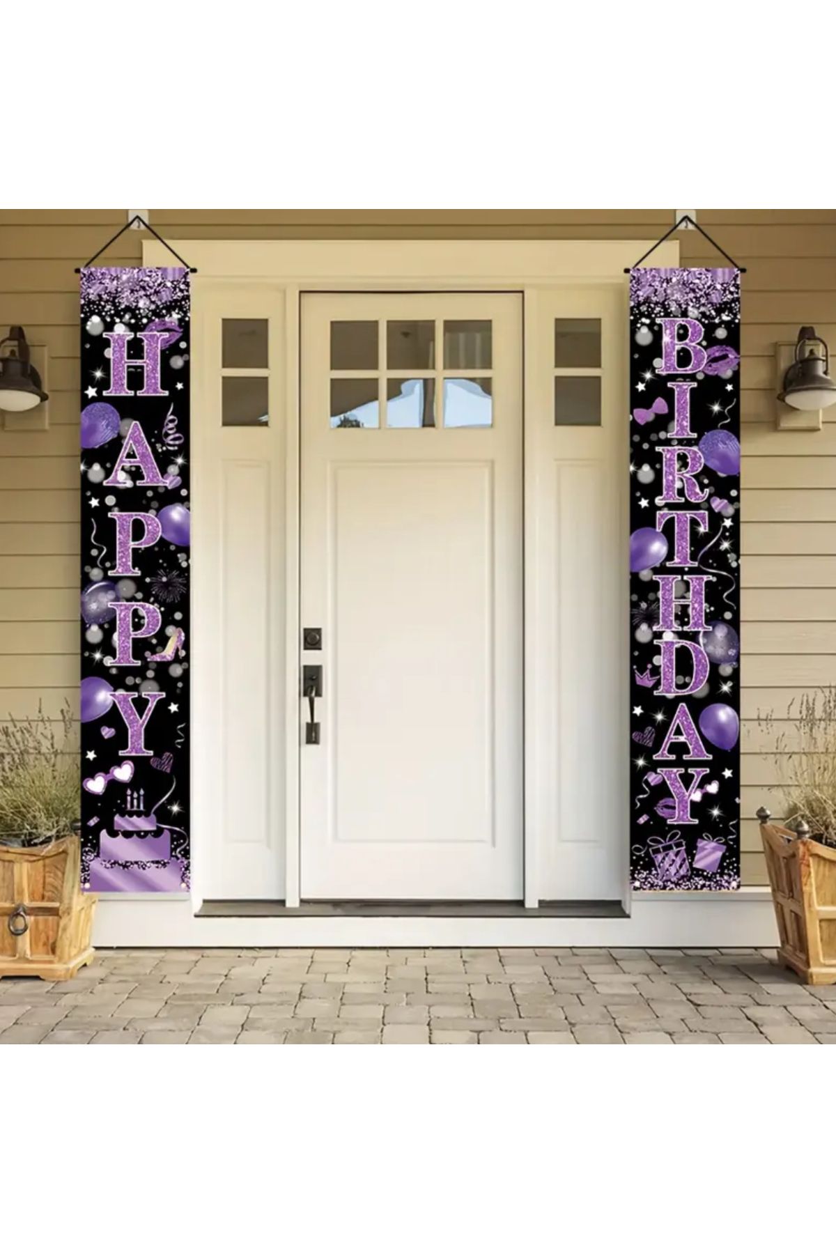 So Iconic Happy Birthday Yazılı Doğum Günü Partisi Afişi / Polyester / Mor Renk Doğum Günü Kutlama Banner