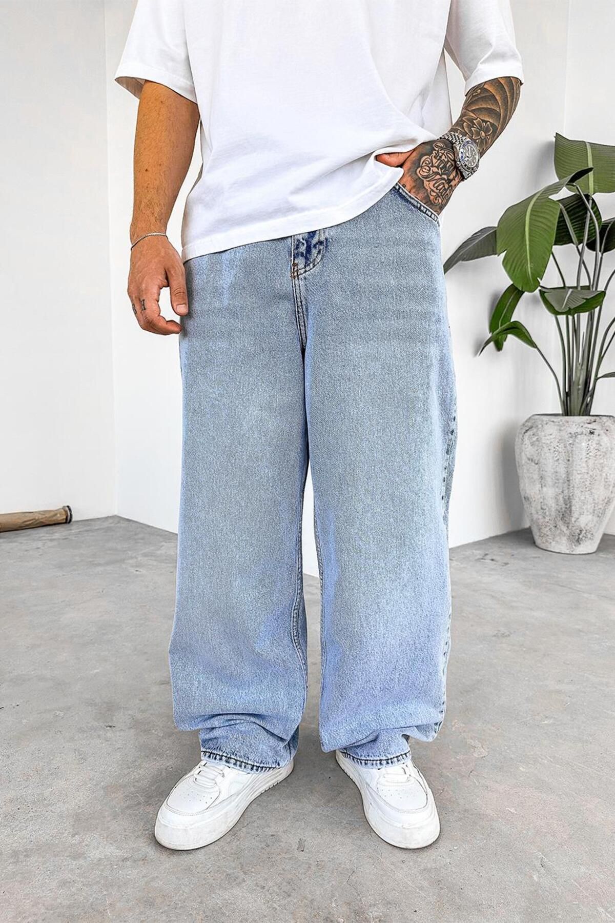 HAFKAGİYİM Buz Mavi Basic Old School Baggy Pantolon