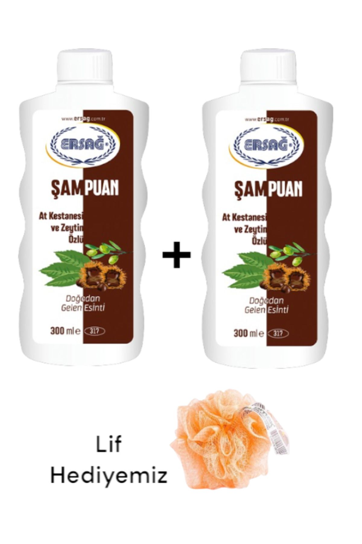 Ersağ At Kestanesi ve Zeytin Özlü Şampuan 300 ML 2xadet - ( Lif Hediye'li ) 317-23