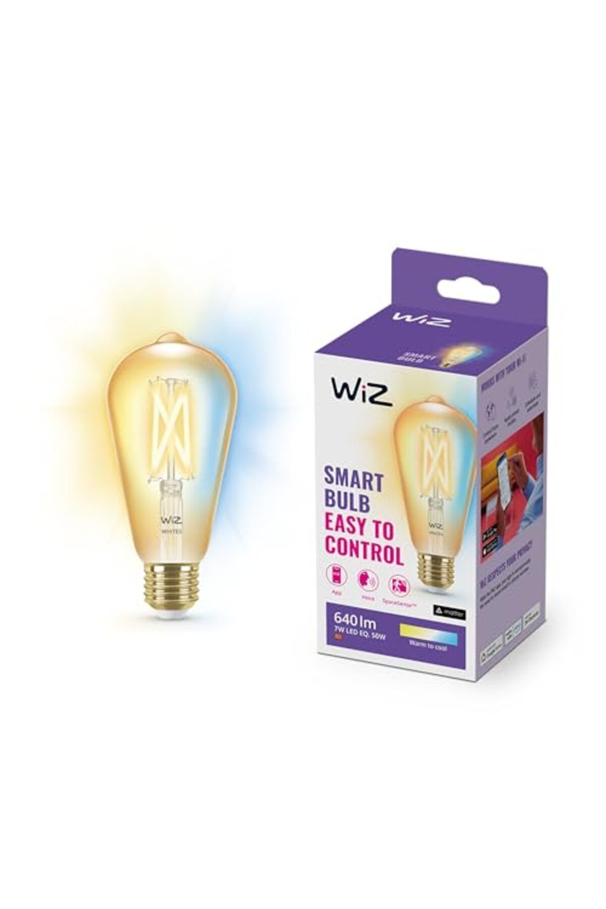 ShopZum Wiz Wi-fi 50w Sarı/beyaz Amber Cam Akıllı Filament Ampul St64 E27