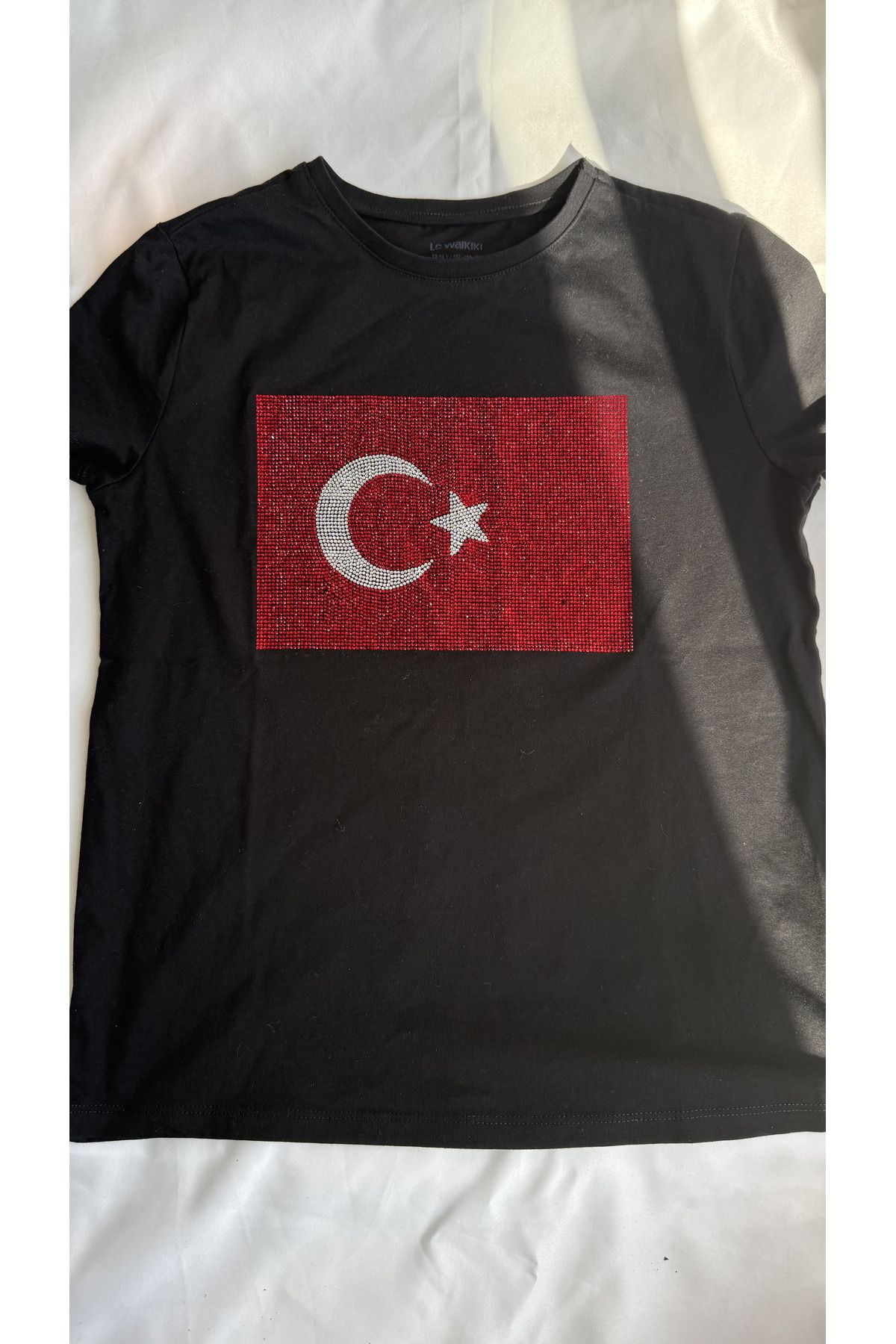 PIRILTISHOP Türk Bayrağı Taşlı Tshirt