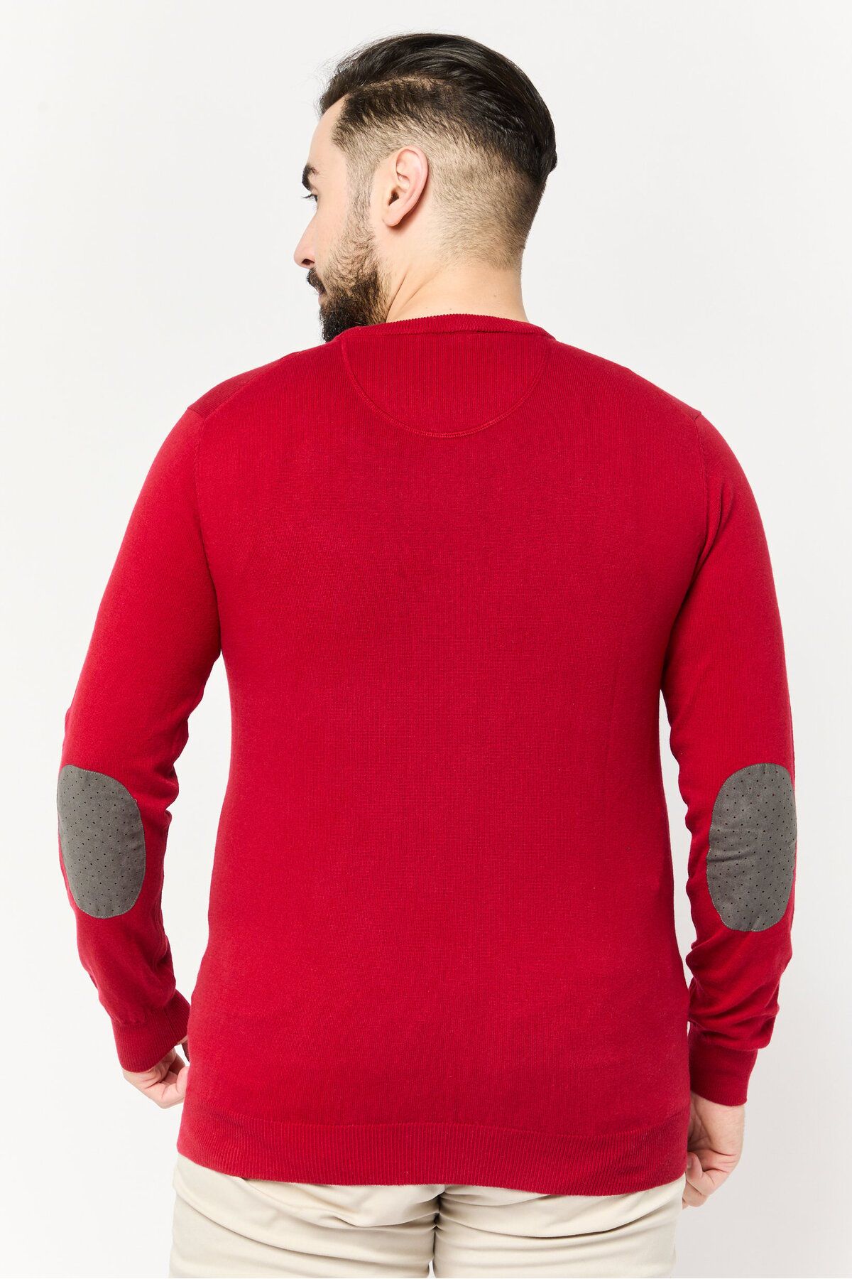 Harmont & Blaine Jeans-Men Crew Neck Embroidered Logo Sweater, Red 4