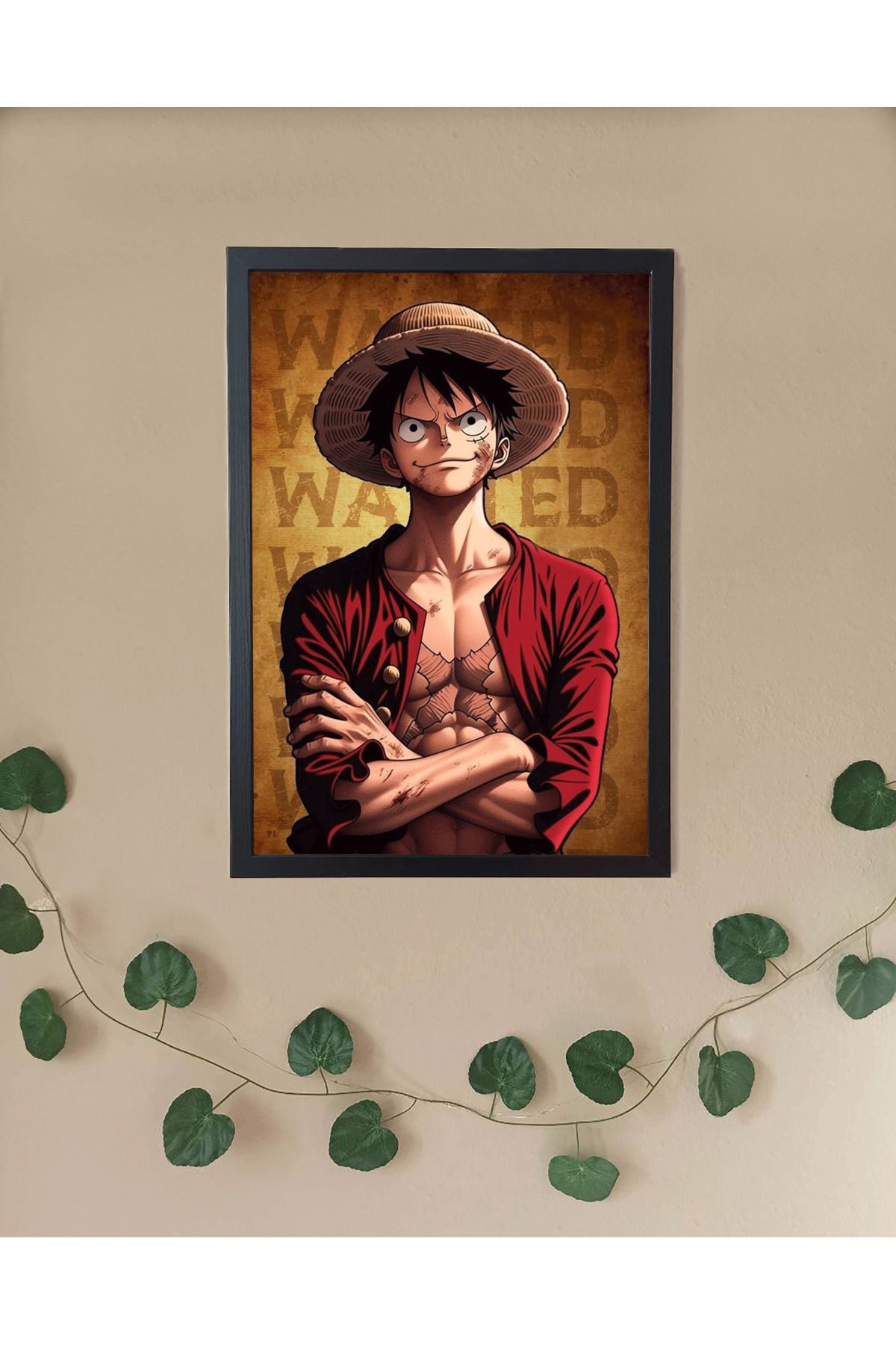 Nulivez Çerçeveli, One Piece Luffy Tasarımlı Dekoratif Tablo, 300 Micron Antireflecte Korumalı Tablo