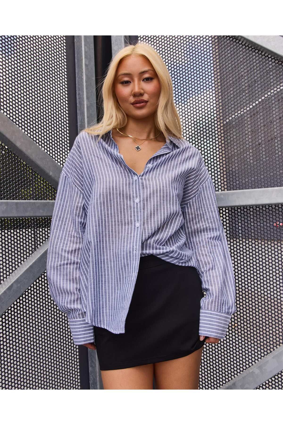 DONNA LISSA KADIN ÇİZGİLİ GÖMLEK