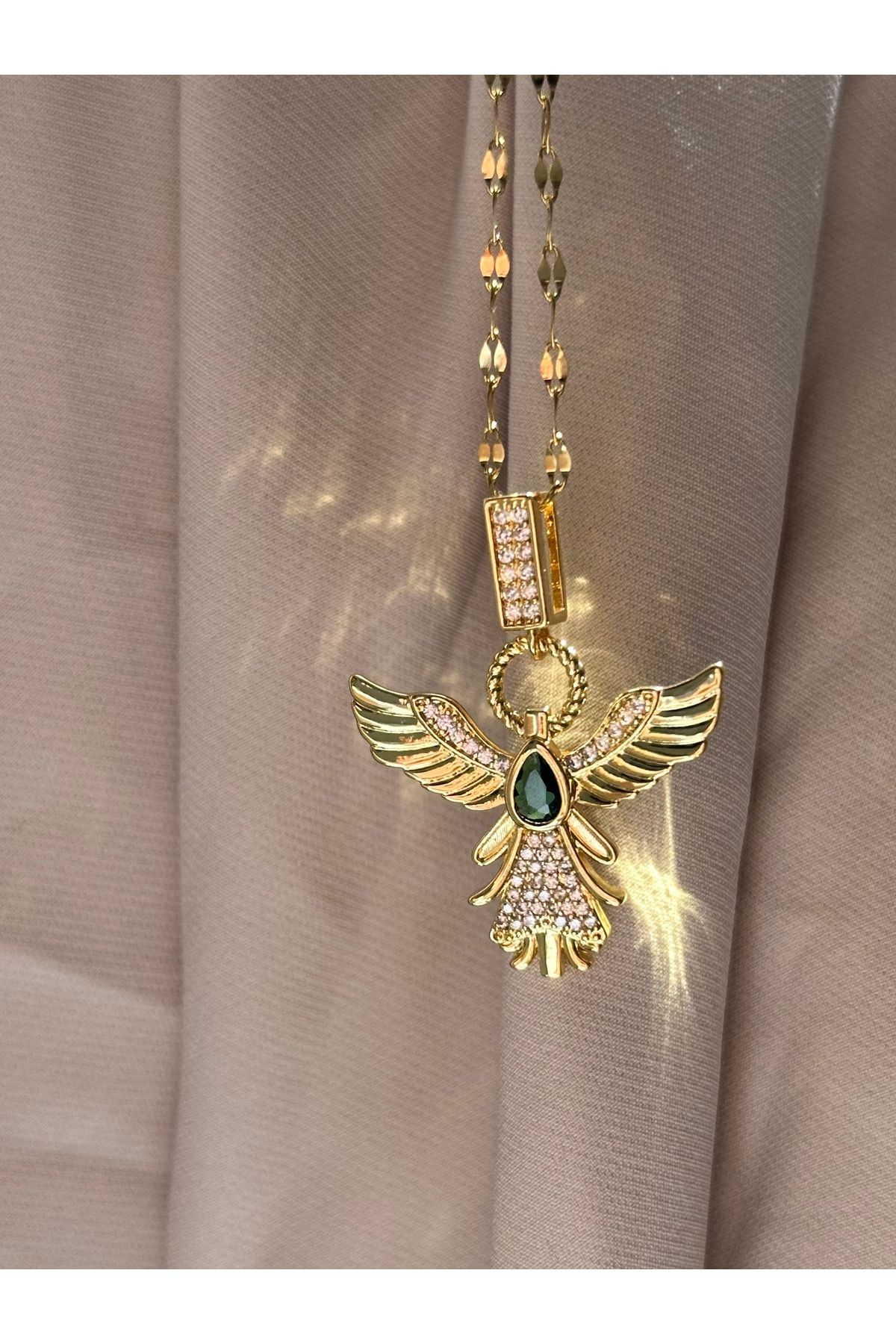 Liyajewellery Anka Kuşu Çelik Taşlı Kolye (316L)