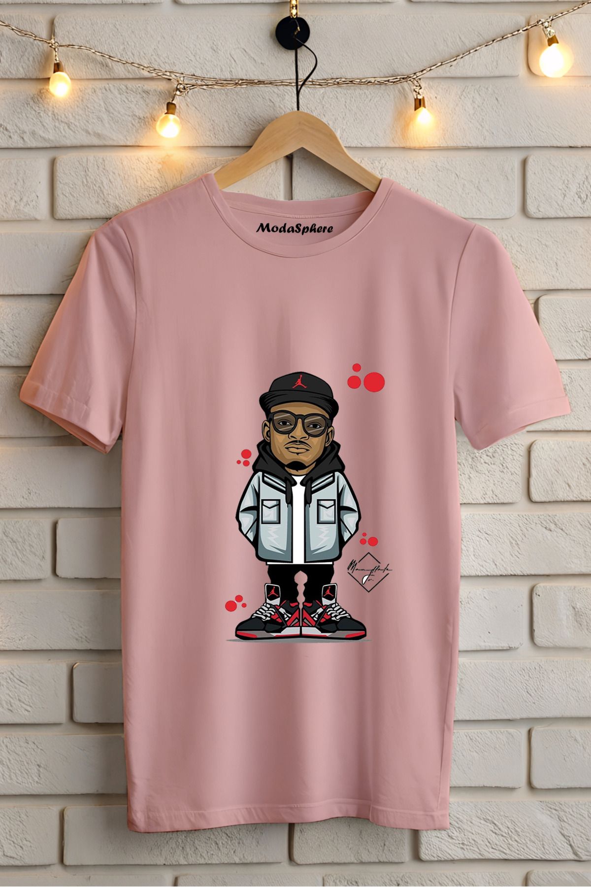 ModaSphere Baskılı Unisex Oversize Tişört Battal Boy