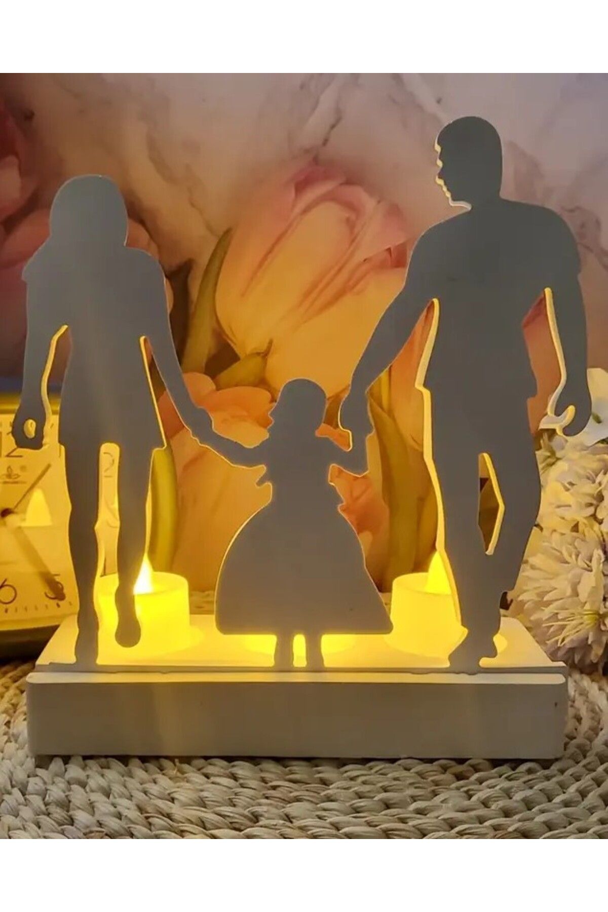 BEKA Obje Aile Tablosu Çerçeve Obje 3 Adet Mum Işık