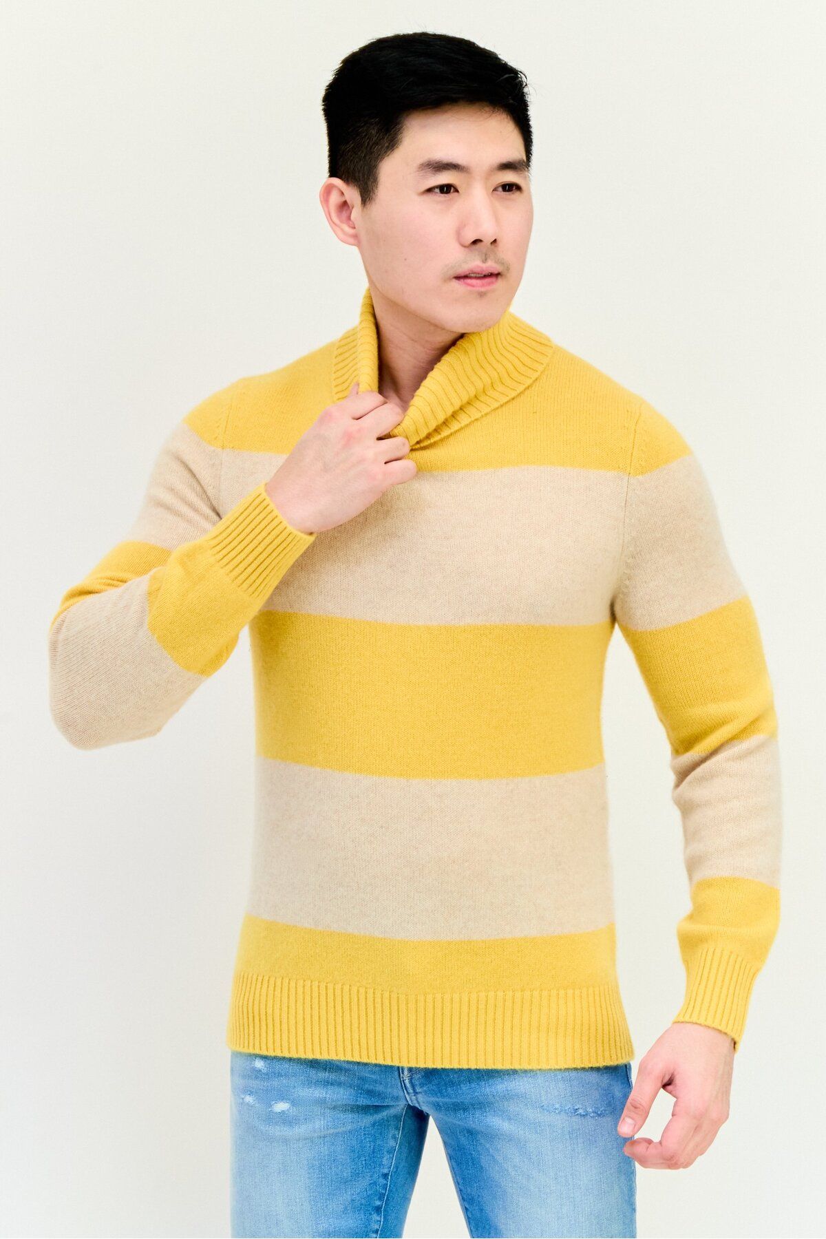 Esprit-Men Turtle Neck Two Tone Sweater, Multicolor 1