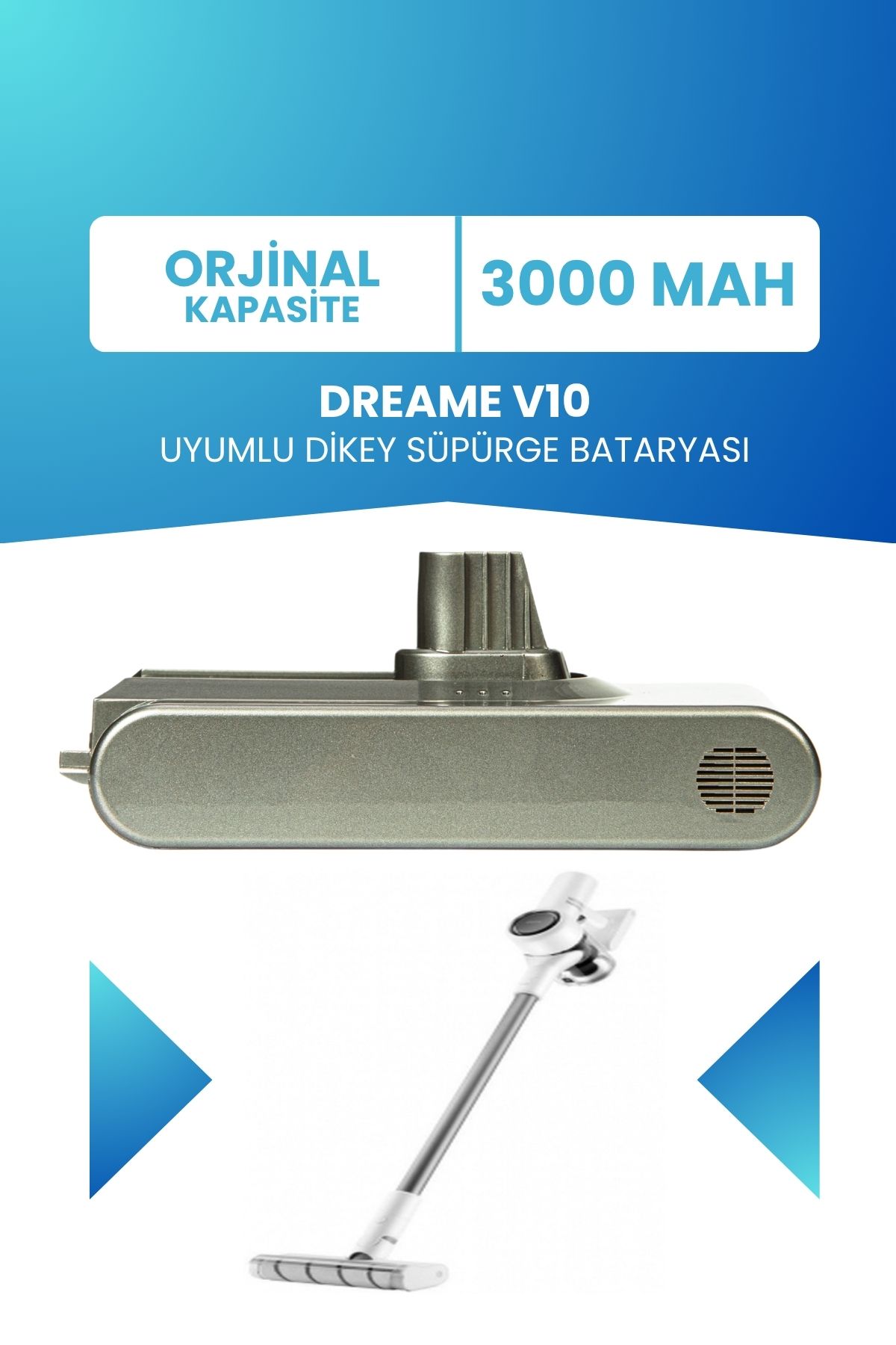 ELECTROLL Dreame V10 Uyumlu Batarya 25.2 V 3000mah Pil Şarjlı Dikey Süpürge Bataryası