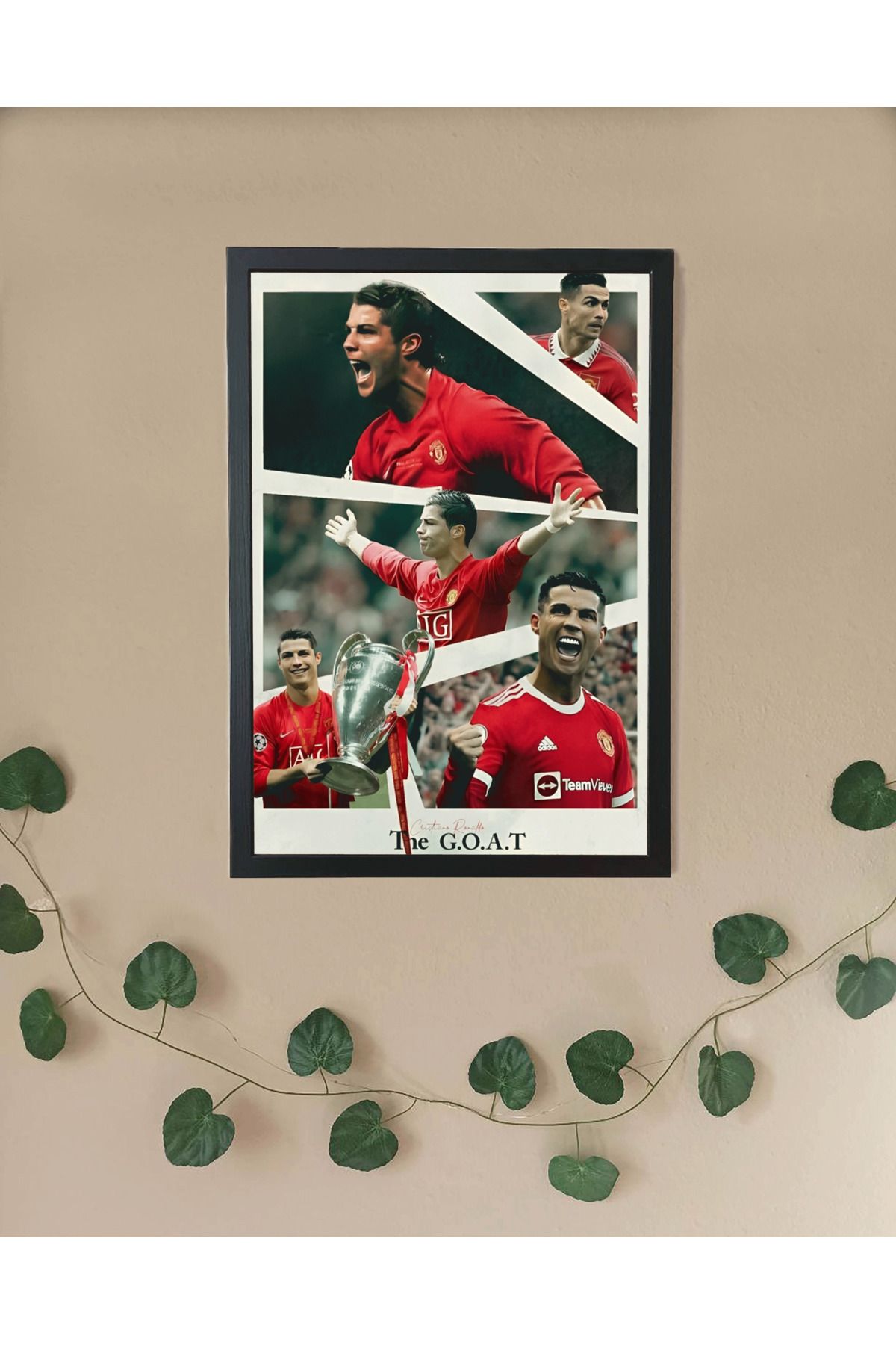 Nulivez Çerçeveli, Cristiano Ronaldo Tasarımlı Dekoratif Tablo, 300 Micron Antireflecte Korumalı Tablo