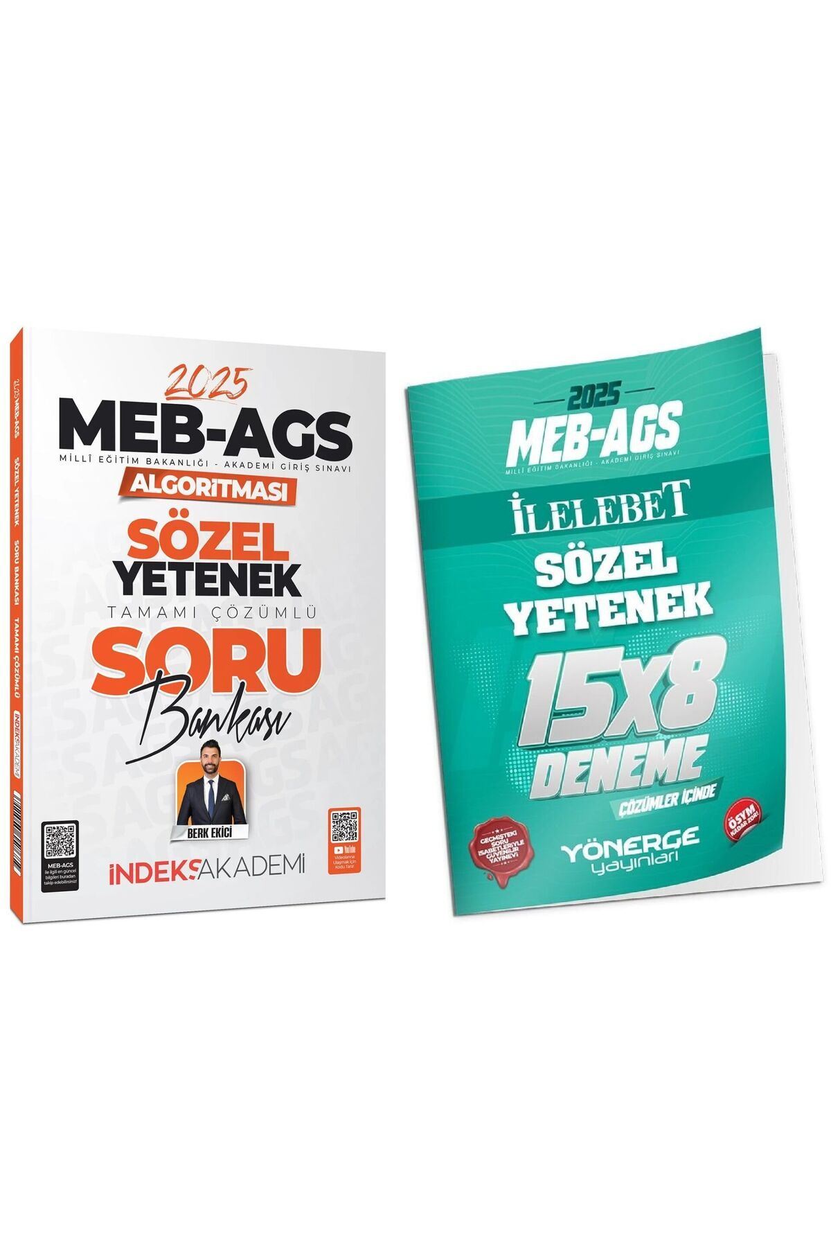 İndeks Akademi İndeks + Yönerge 2025 MEB-AGS Algoritması Sözel Yetenek Soru Bankası + 8 Deneme 2 li Set - Berk Ekic