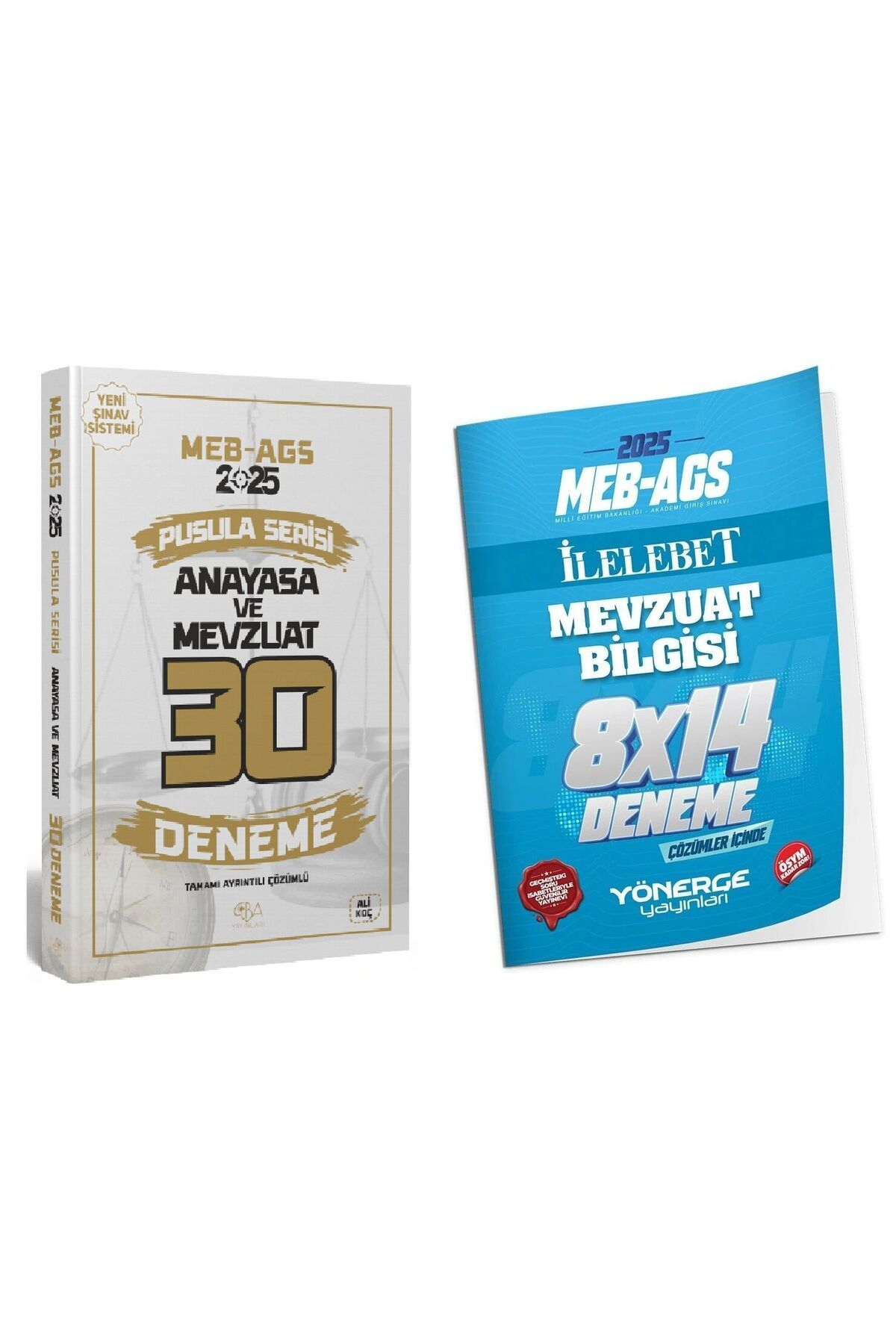 CBA Akademi CBA + Yönerge 2025 MEB-AGS Anayasa ve Mevzuat 30+14 Deneme 2 li Set Pusula Serisi - Ali Koç CBA + Yö
