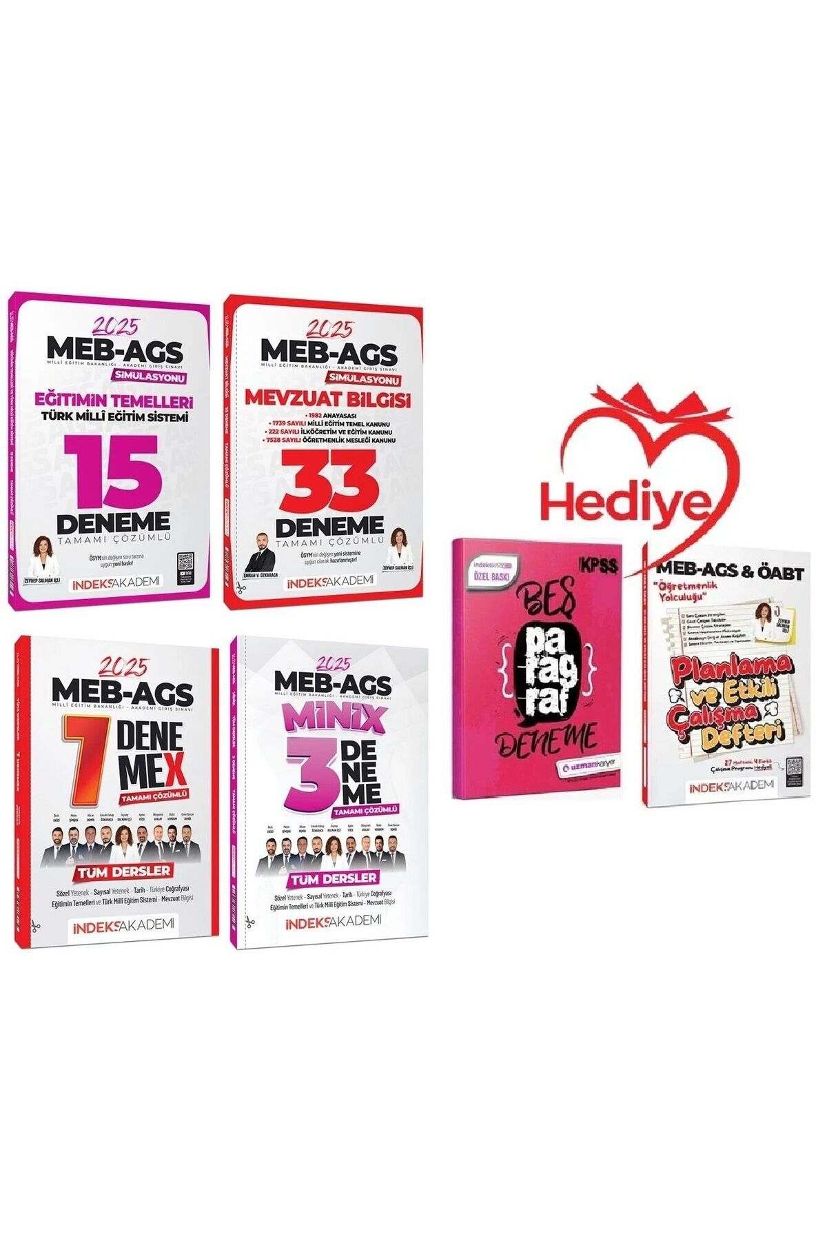 İndeks Akademi İndeks 2025 MEB-AGS Tüm Dersler + Eğitimin Temelleri + Mevzuat 10+15+33 Deneme 4 lü Set İndeks Akade