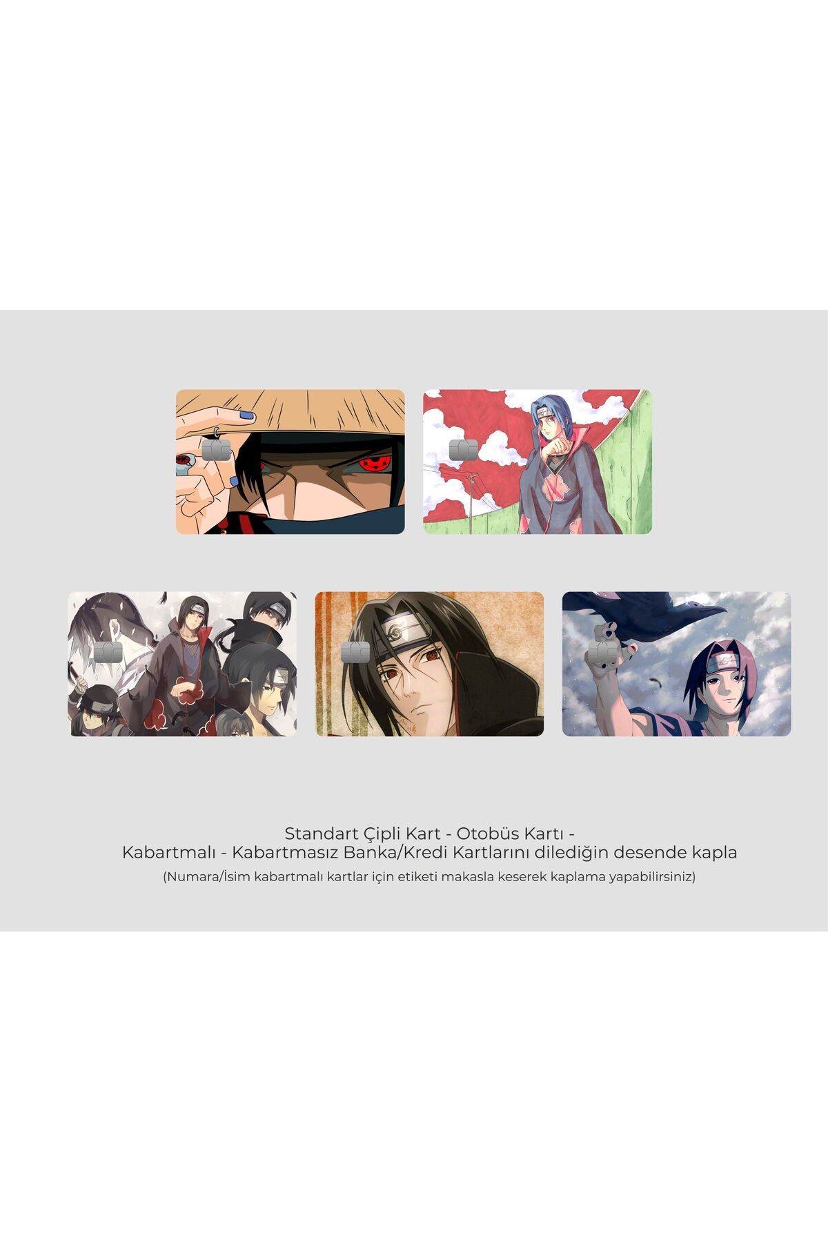 hediyenebak Naruto Tasarımlı 5'li | Kart Kaplama Stickeri | Kredi/Banka Kartı Için Uyumlu